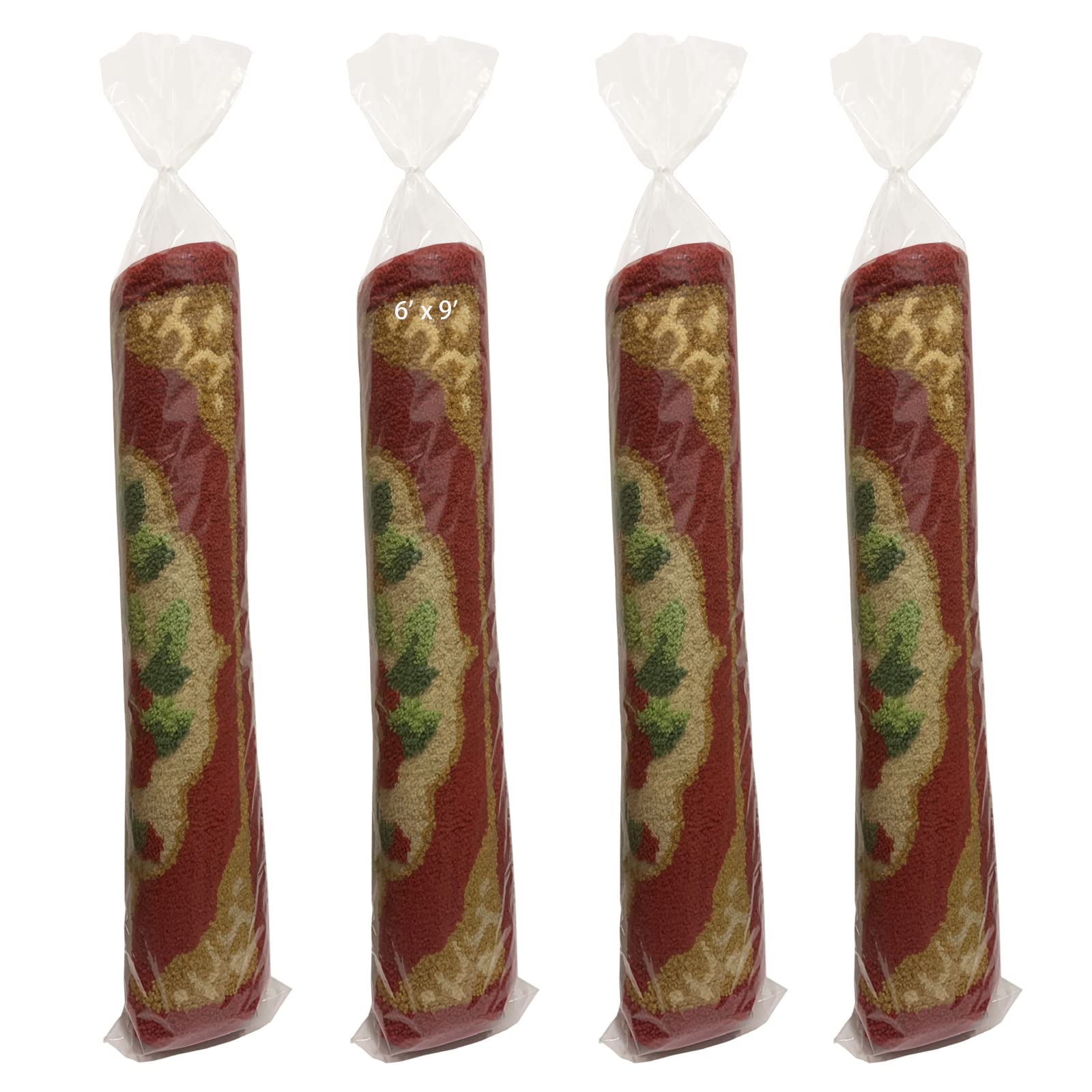 4 Pcs Clear Plastic Rug Storage Bags, Fits Rug Up To 6'X9', 4.5 Mil Heavy Duty Rug Storage Bag With 10 Ties,Clear Carpet Bag For