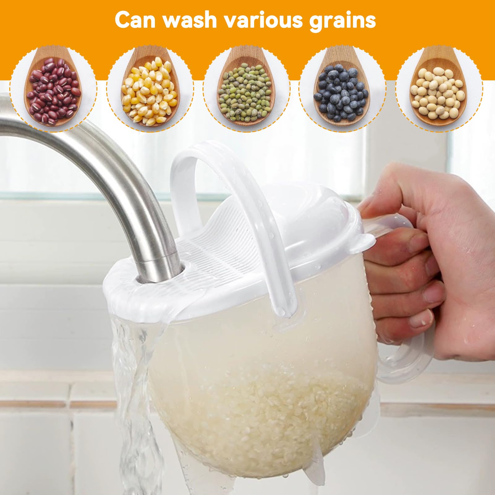 Rice Washer, Rice Washer Strainer Bowl Rice Cleaner Bowl Rice Strainer With Handle Rice Washer Strainer Bowl With Lid