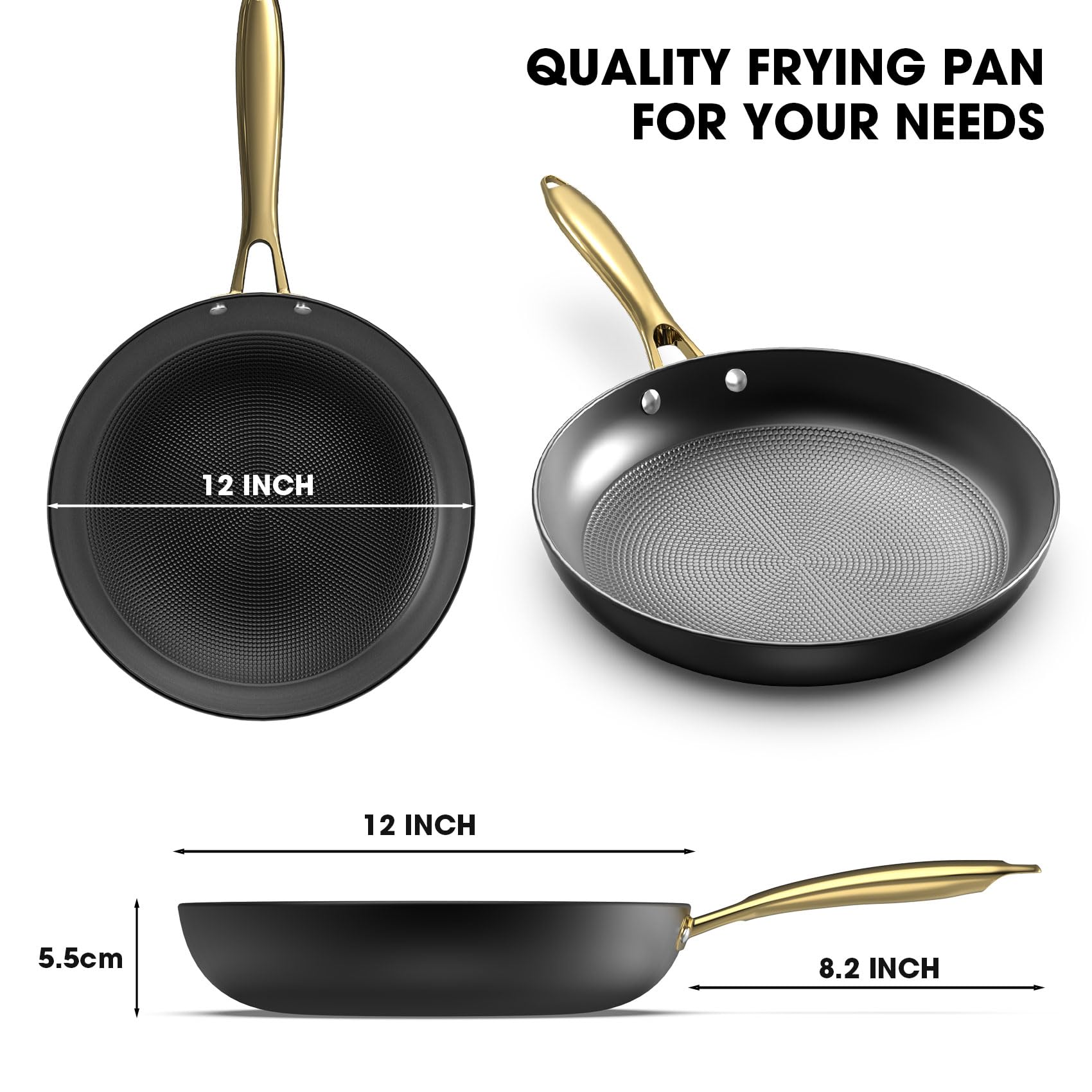 Imarku Cast Iron Skillets, 12 Inch Cast Iron Pan, Professional Non Stick Frying Pans Long Lasting Nonstick Frying Pan Nonstick P