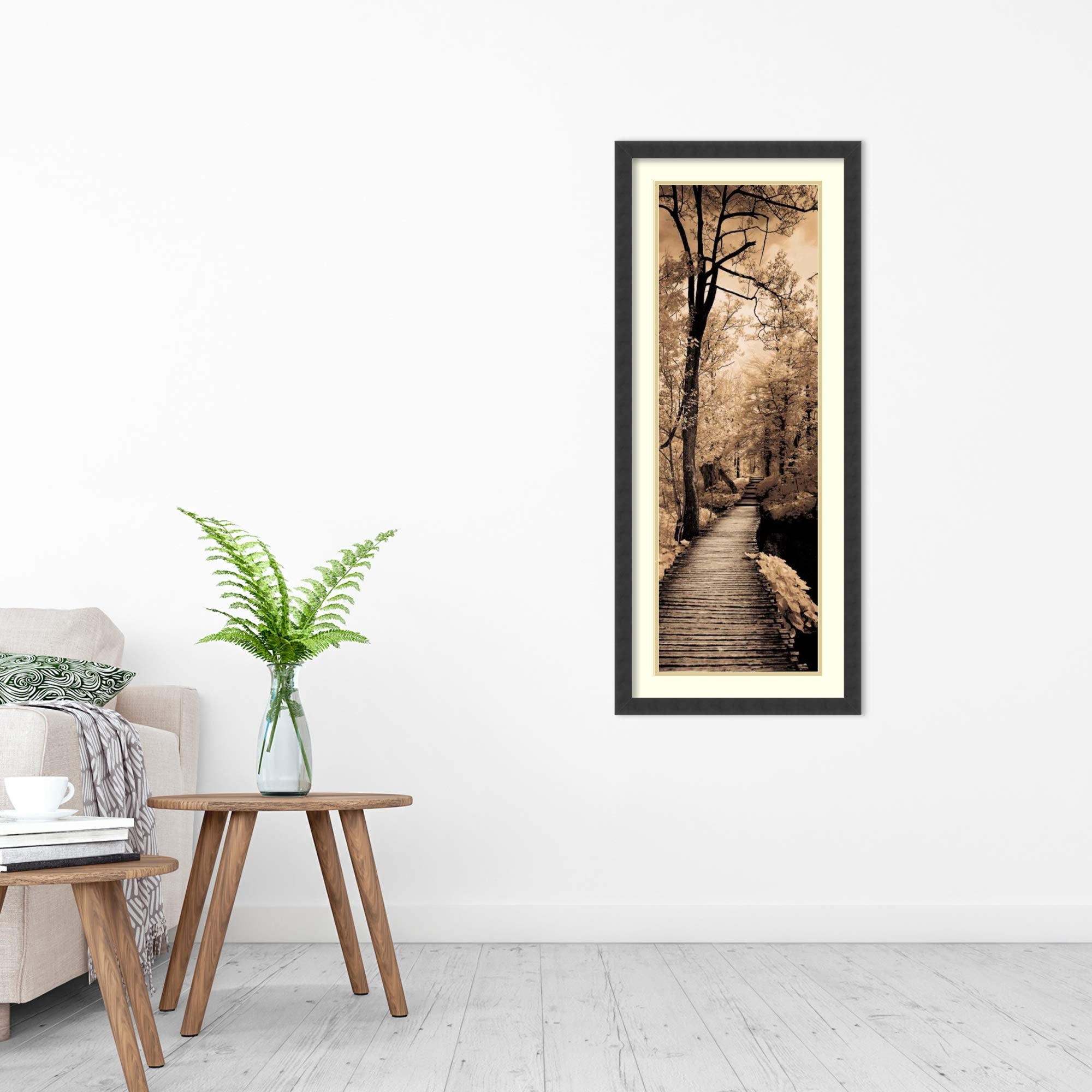 Framed Art Print, 'A Quiet Stroll I' By Ily Szilagyi: Outer Size 18 X 42''