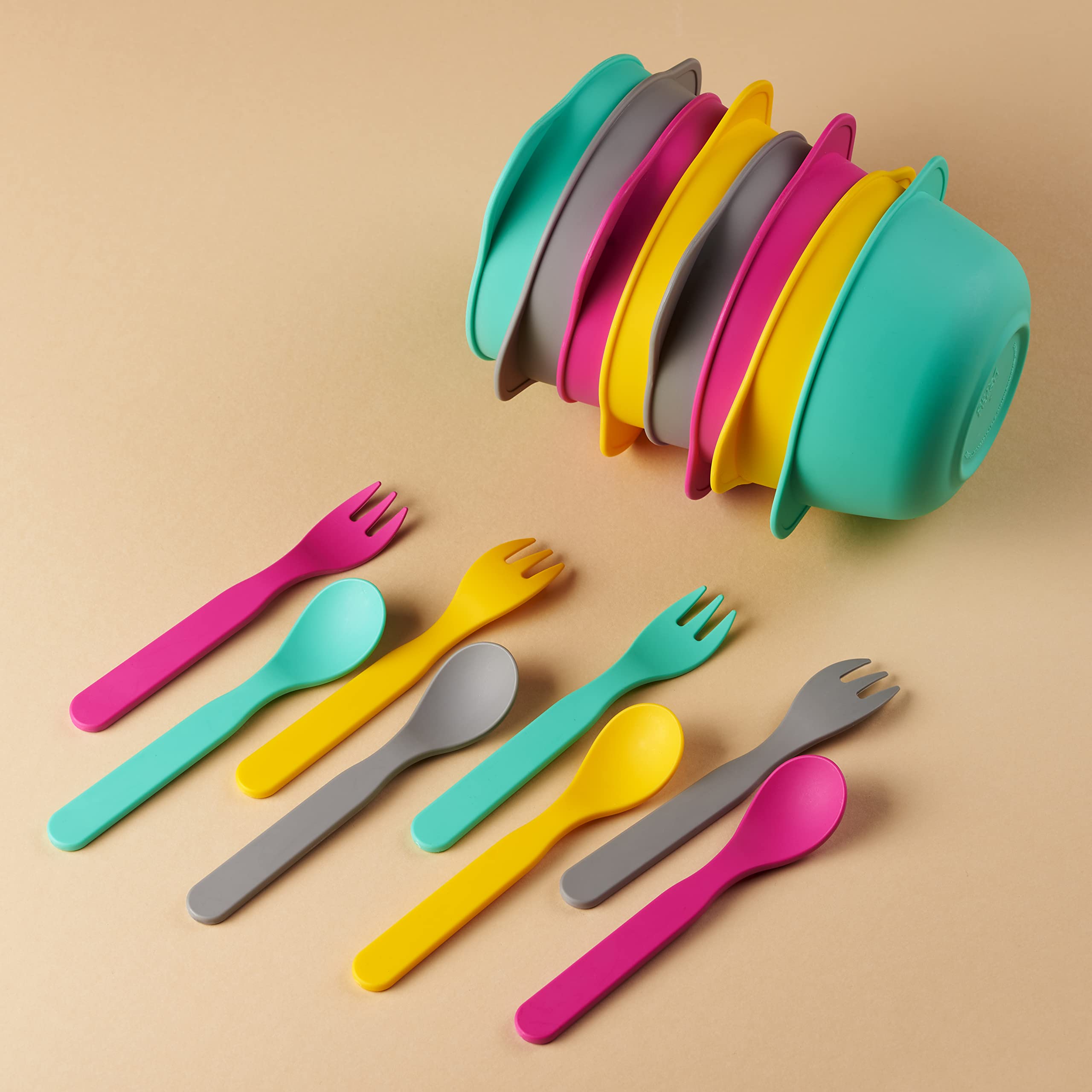 GET FRESH PLA Kids Spoons and Forks Set - 8-Pack Melamine Free Utensils for Kids & Toddlers - Biodegradable Childrens Cutlery Sp