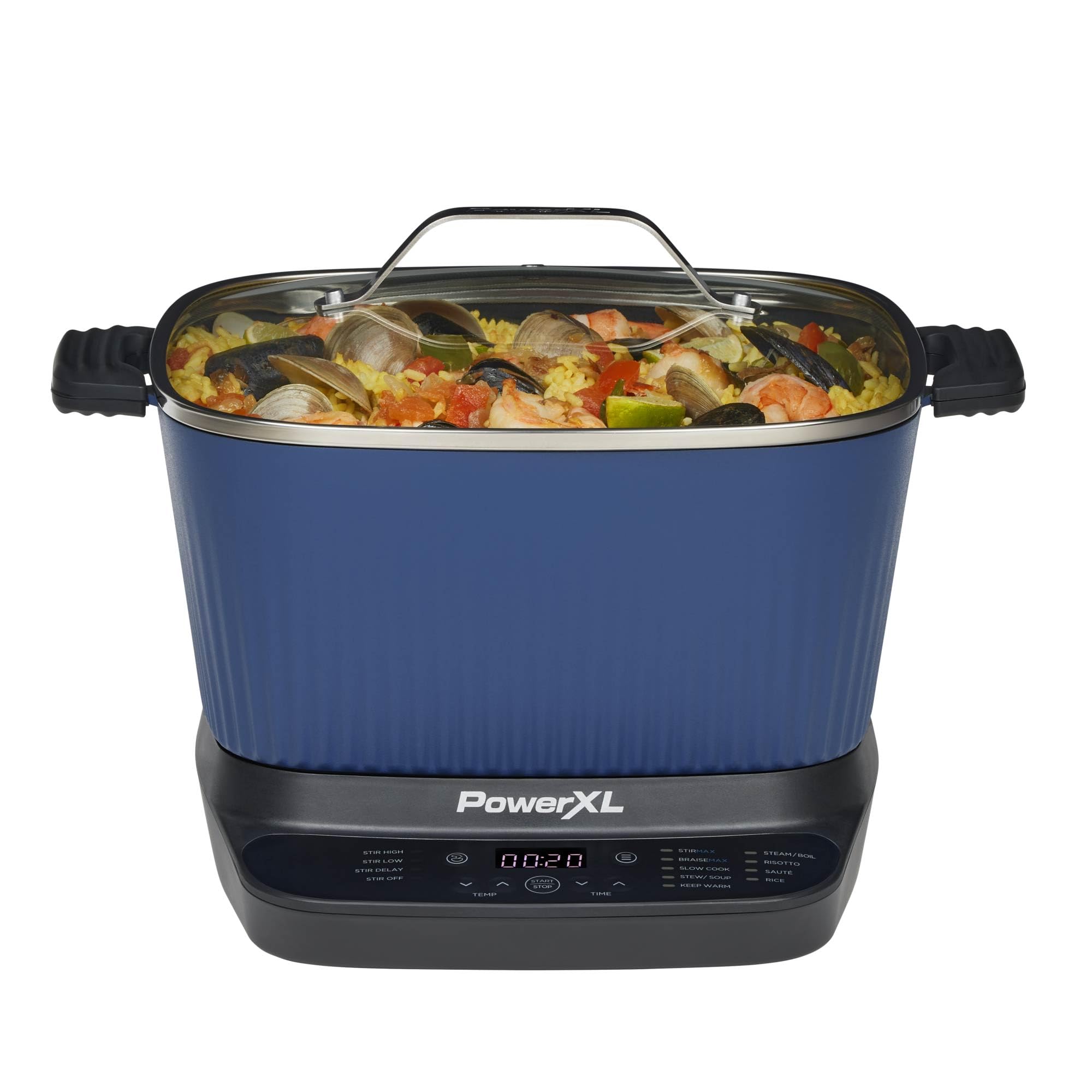 STIRMAX Midnight Blue 7.5 Quart Digital Multi-Cooker with Automatic Paddle to Stir and Shred, 9 in 1 programmable presets to Sau
