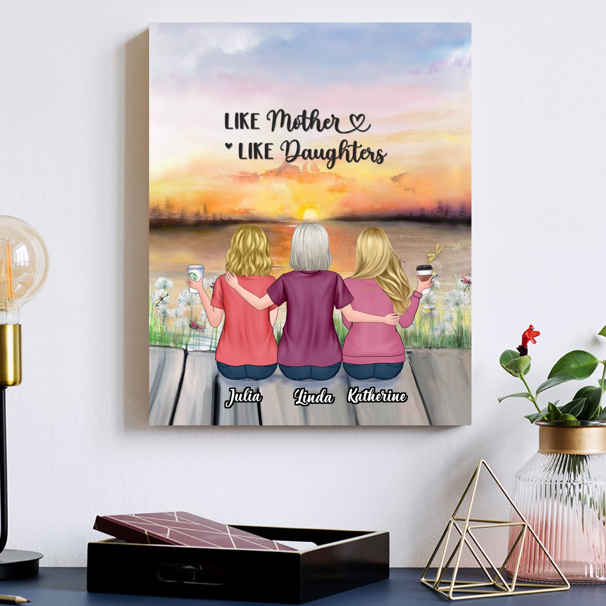 Gossby Custom Mom Wrapepd Canvas - Custom Gift For Mom From 2 Daughters With Design, Name - Mother Daughter Art Gift - Mothers D