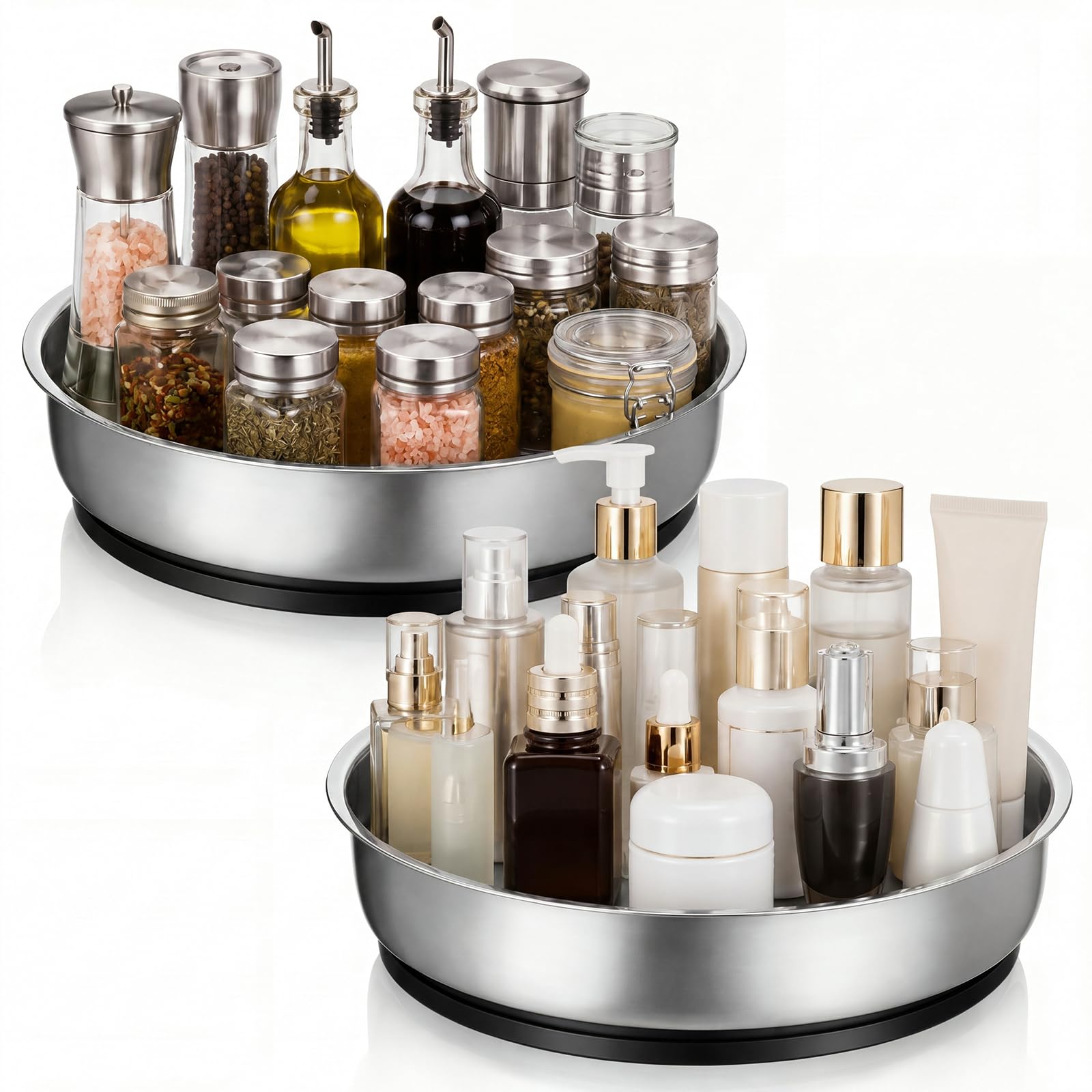 Mifoci 2 Pcs 10 Stainless Steel Lazy Susan Organize, Turntable Spice Rack