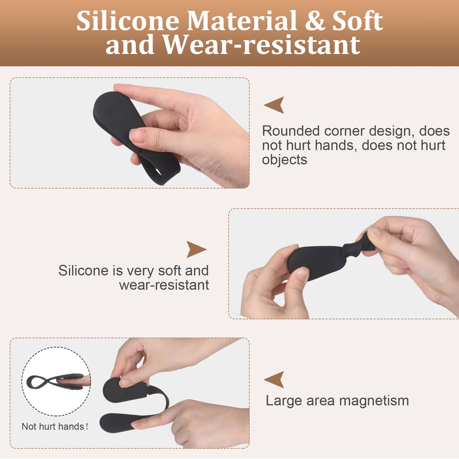 Fikoksol Magnetic Hat Clip For Travel On Bag, 2Pcs Black Silicone Hat Clip Magnet Hat Holder Hat Hook For Bag Tote Luggage, Beac
