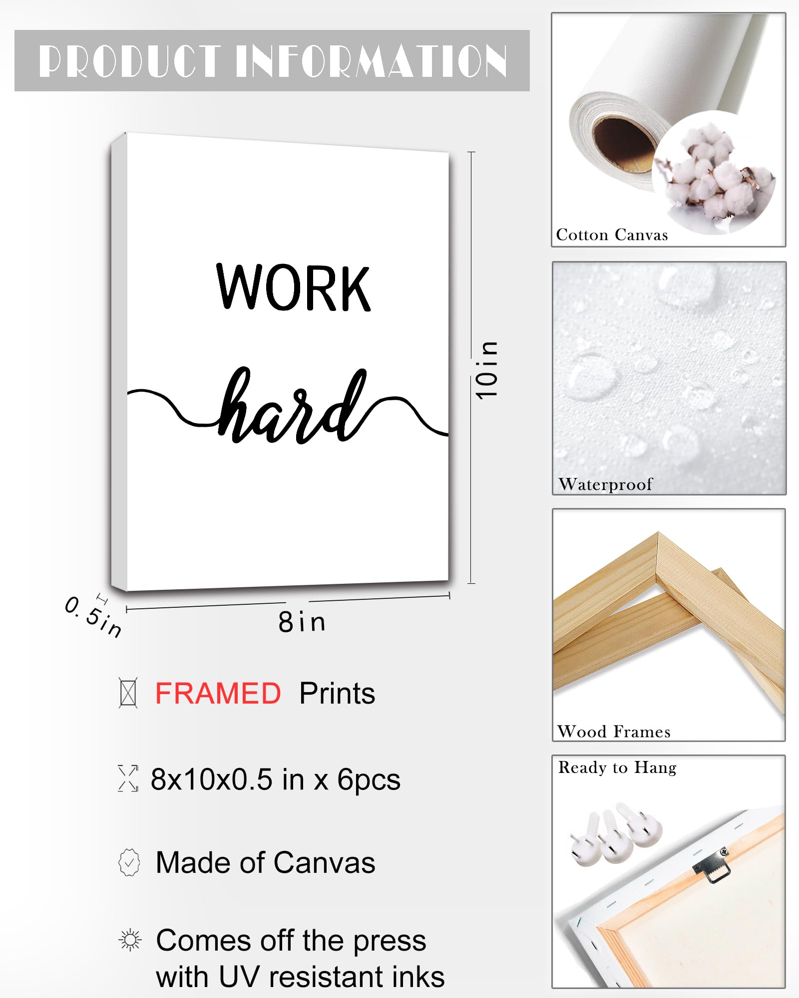 Drsoum Motivational Wall Decor Inspirational Office Wall Art ???????????? Black Quotes Wall Art Encouraging Canvas Posters For O