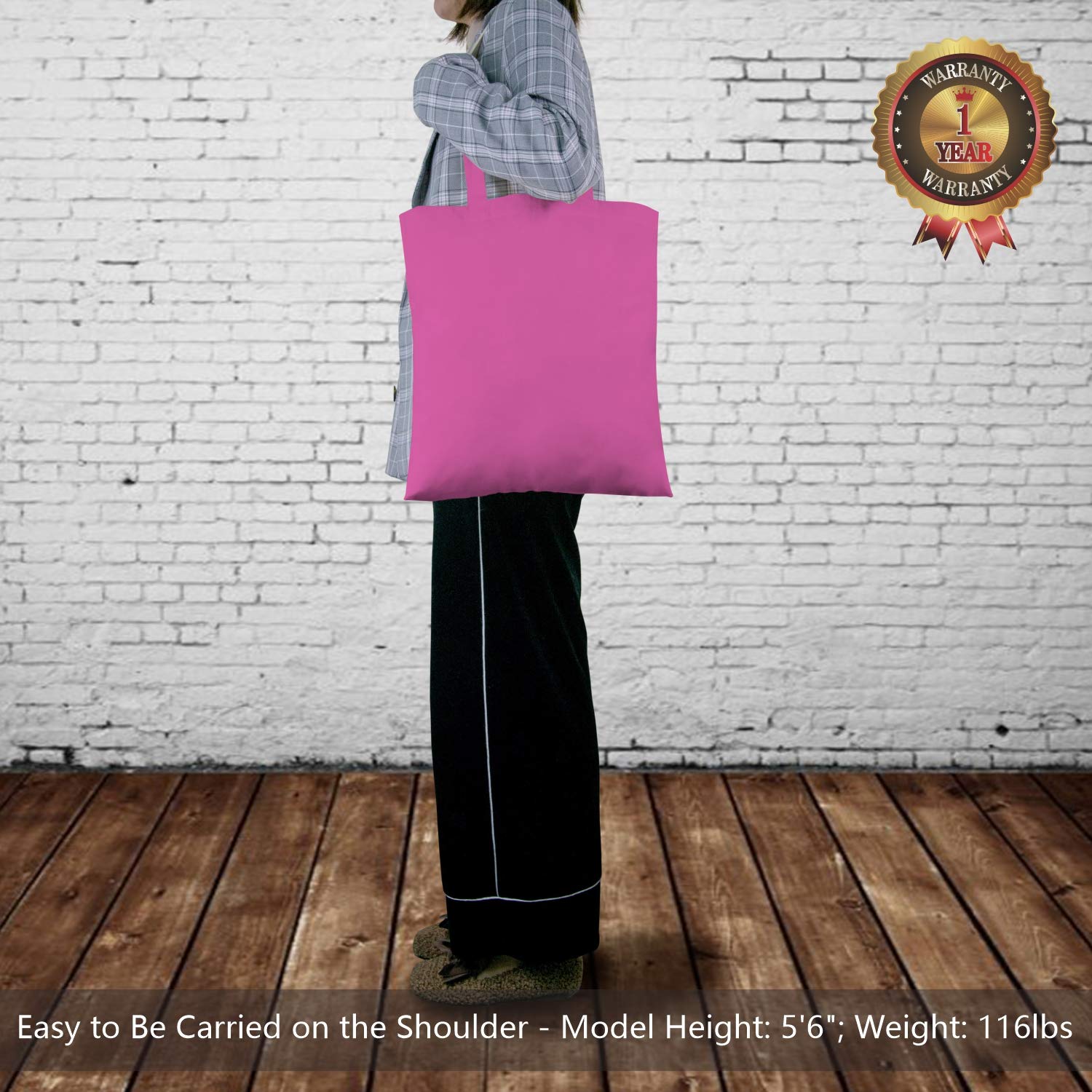 Topdesign 24-Pack Economical 16''X15'' Pink Cotton Tote Bag, Lightweight Medium Reusable Grocery Shopping Cloth Bags, Suitable F