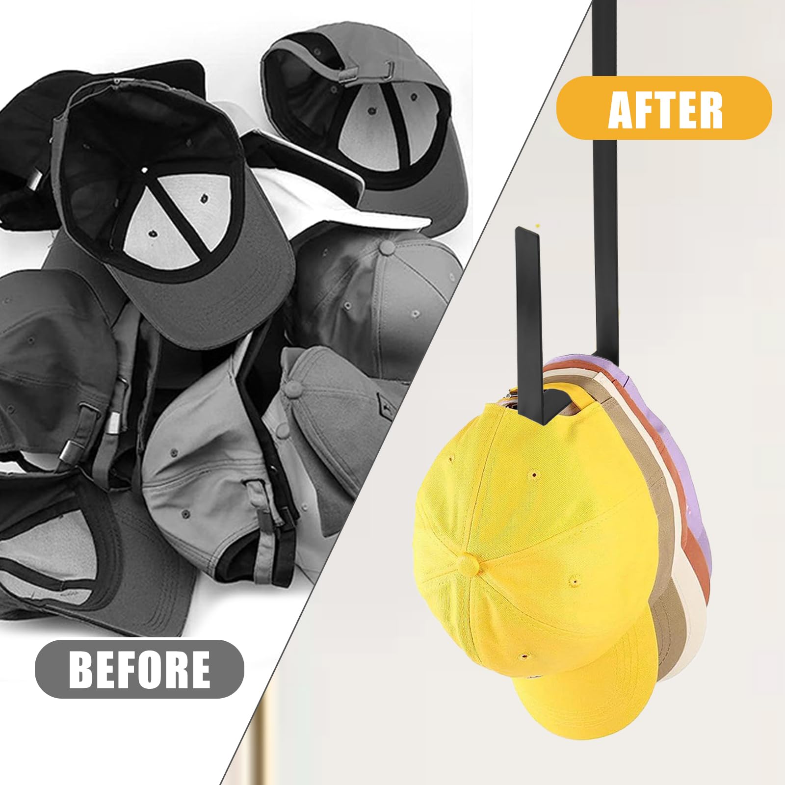 Little Joke Hat Rack For Door, 2-Pack Over The Door Hat Organizer For Baseball Caps, Metal Hat Hook Hold 15 Hats, No Damage Hat