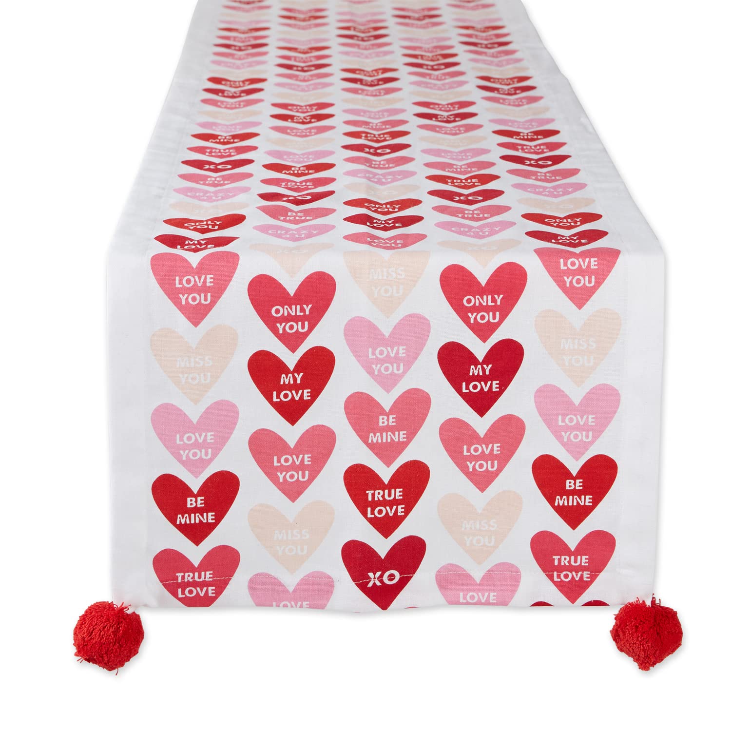 DII Valentines Day Table Top Collection, Table Runner, 14x72, Conversation Hearts