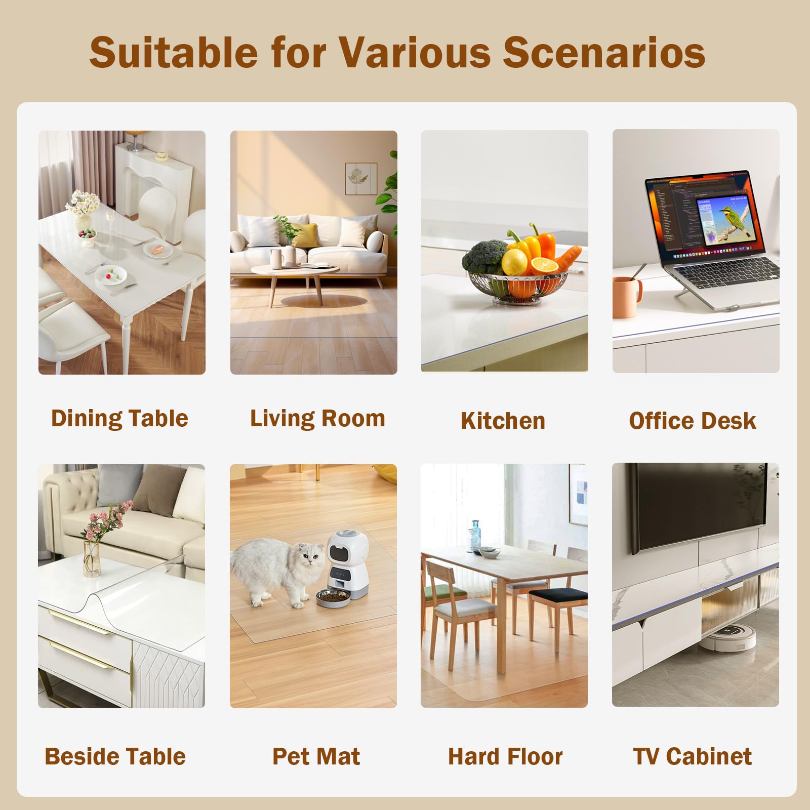 Royhom Frosted Table Cover Protector 2Mm Thick, 72 X 40 Inch Table Protector For Dining Room, Plastic Table Cover, Dining Table