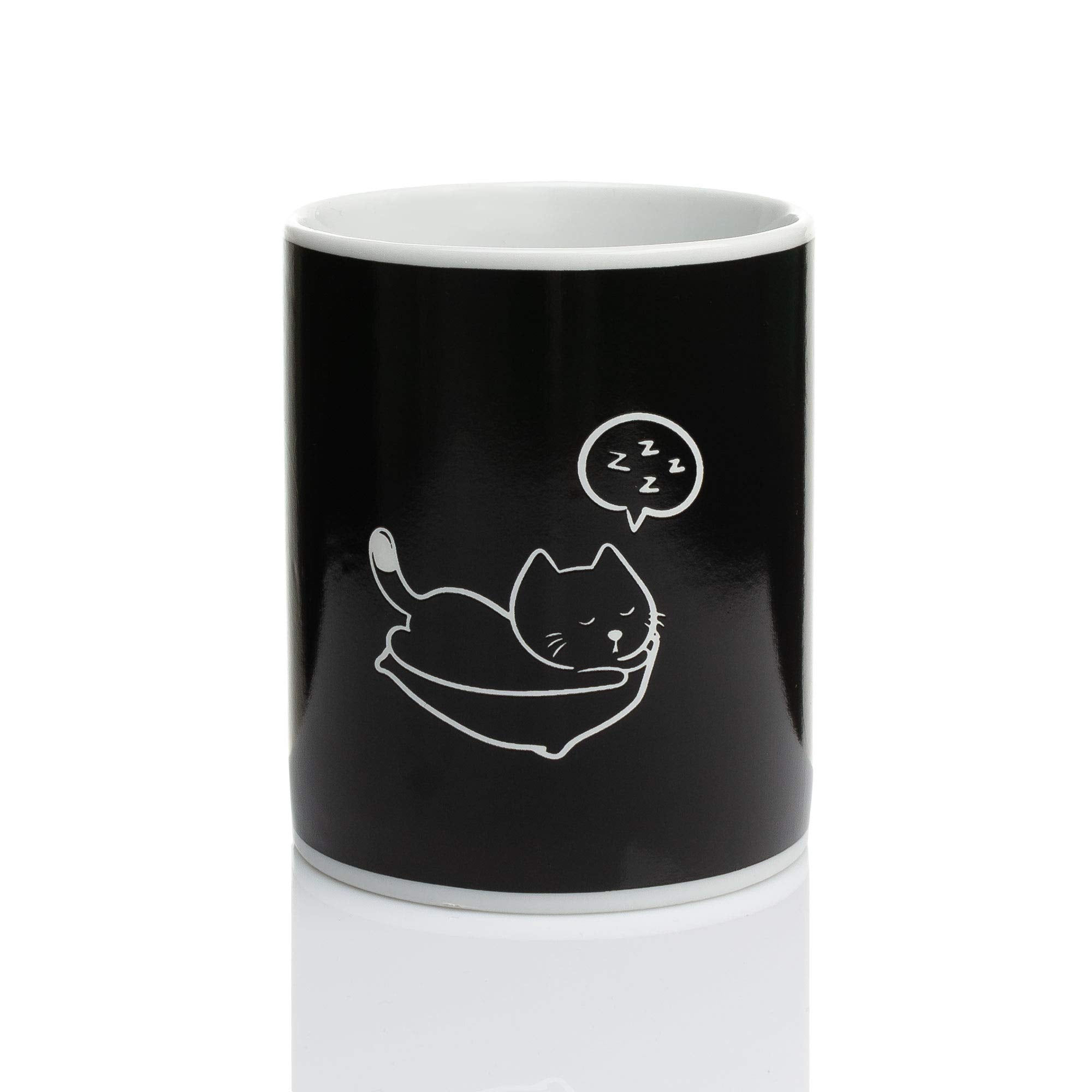 InGwest. Heat Sensitive Color Changing Coffee Mug with Funny Cat. Very Cute Magic Mug with Tongue on bottom.