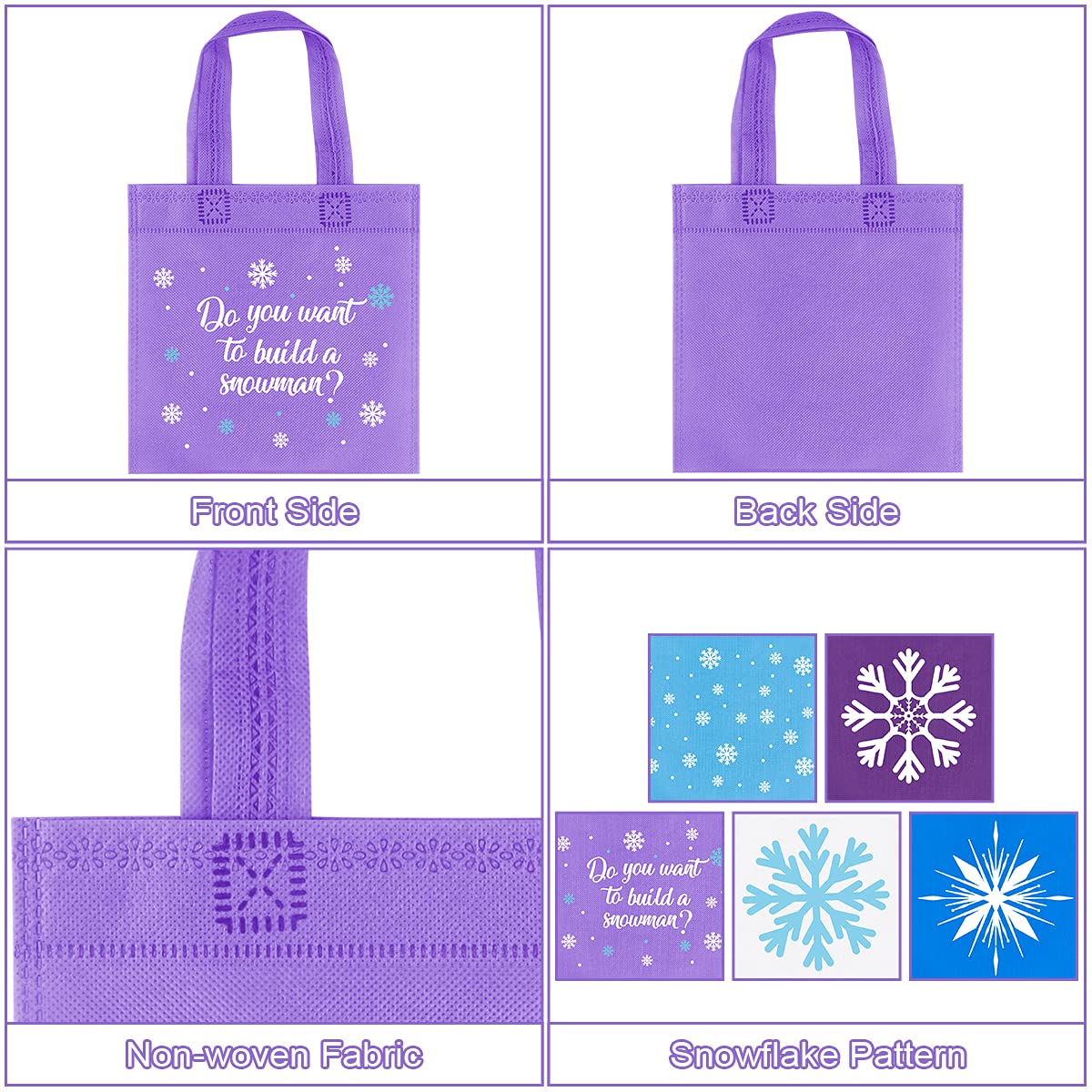 20Pcs Snowflake Party Favors Bag  Winter Frozen Non-Woven Candy Treat Bags  Winter Theme Goodie Gifts Tote Bags for Kids Snowflake Holiday Party Winter Wonderland Birthday Baby Shower Party Supplies