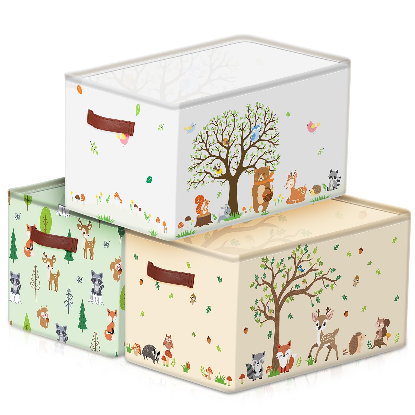Boao 3 Pack Christmas Storage Bin Collapsible Large Christmas Storage Baskets for Gifts Empty Candy Holiday Decor Canvas Laundry