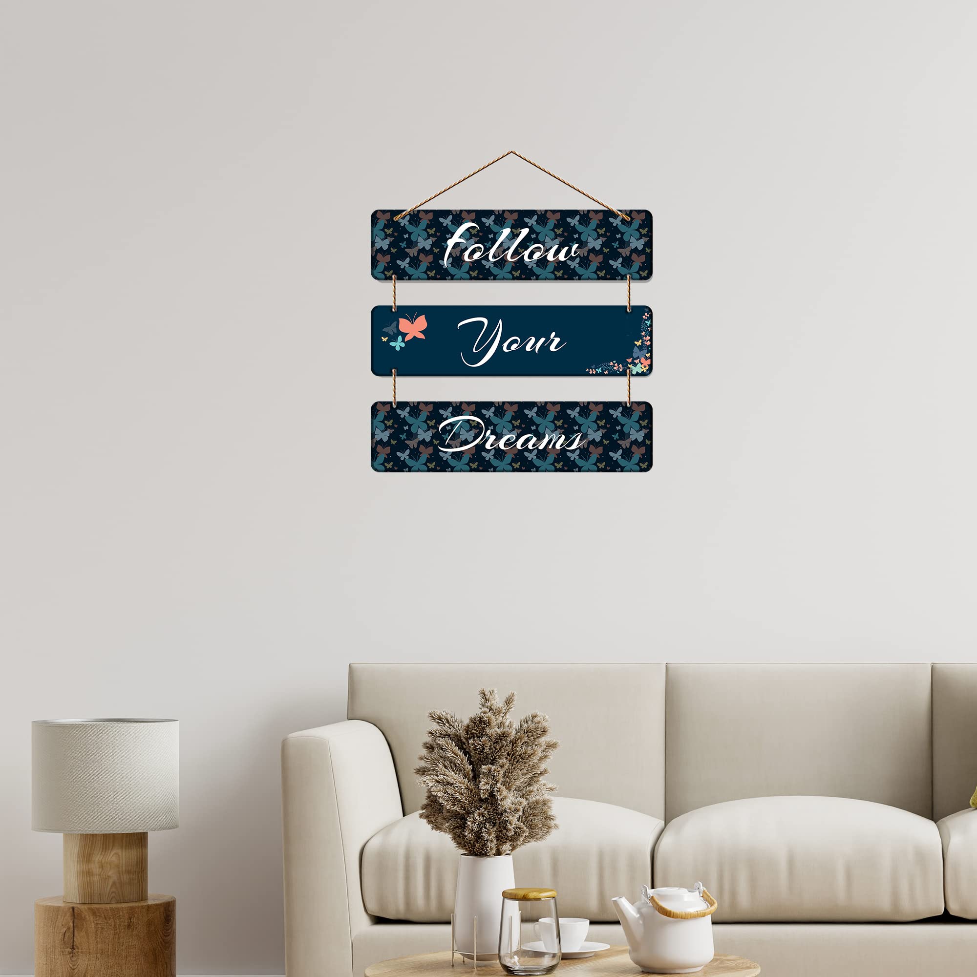 Artvibes Follow Your Dreams Wooden Wall Hanger For Home Decor, Office, Artworks Mordern Hangings (Wh_5308N)