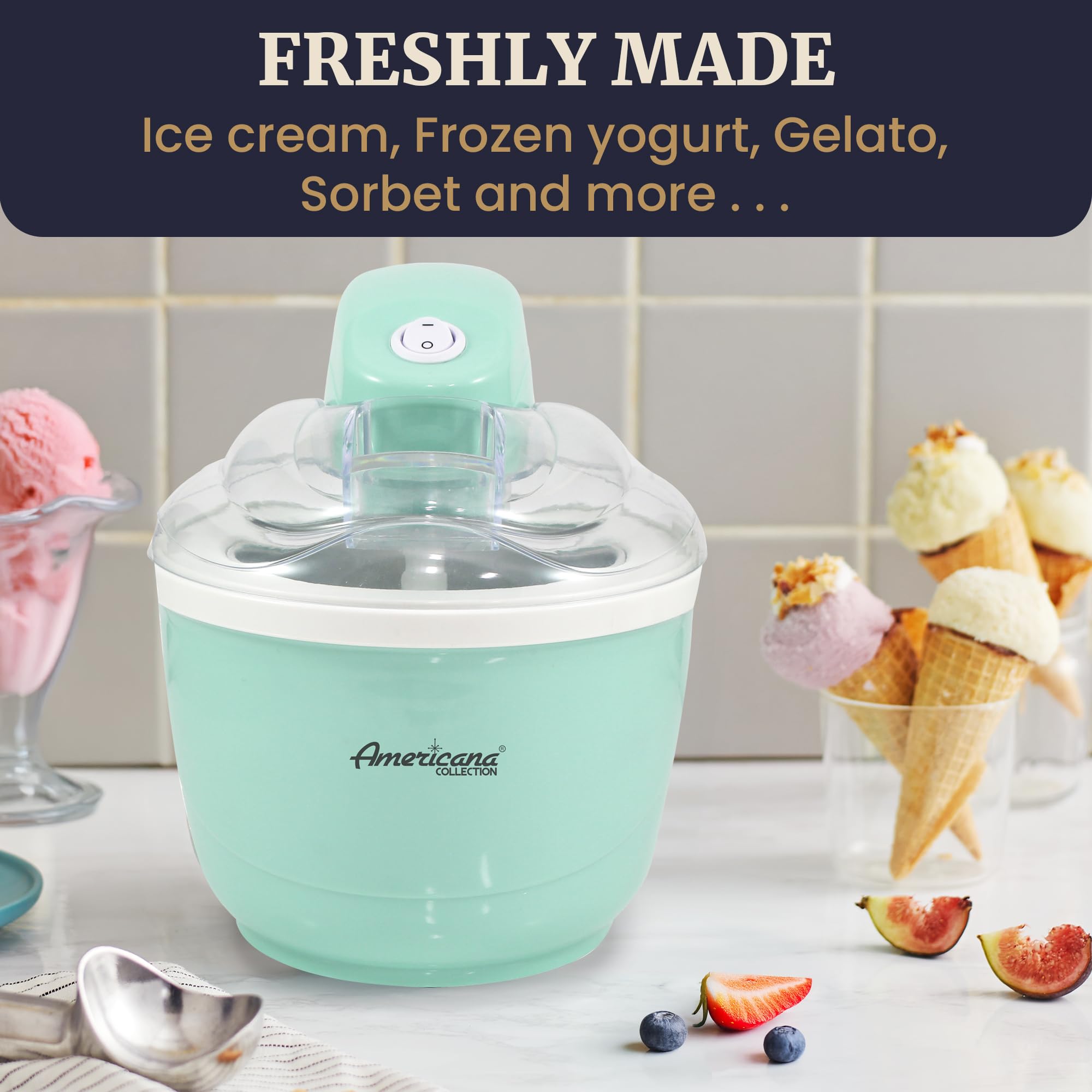Americana Collection Elite Eim520M 1 Quart Automatic Easy Homemade Electric Ice Cream Maker, Frozen Yogurt, Sorbet, Gelato Treat