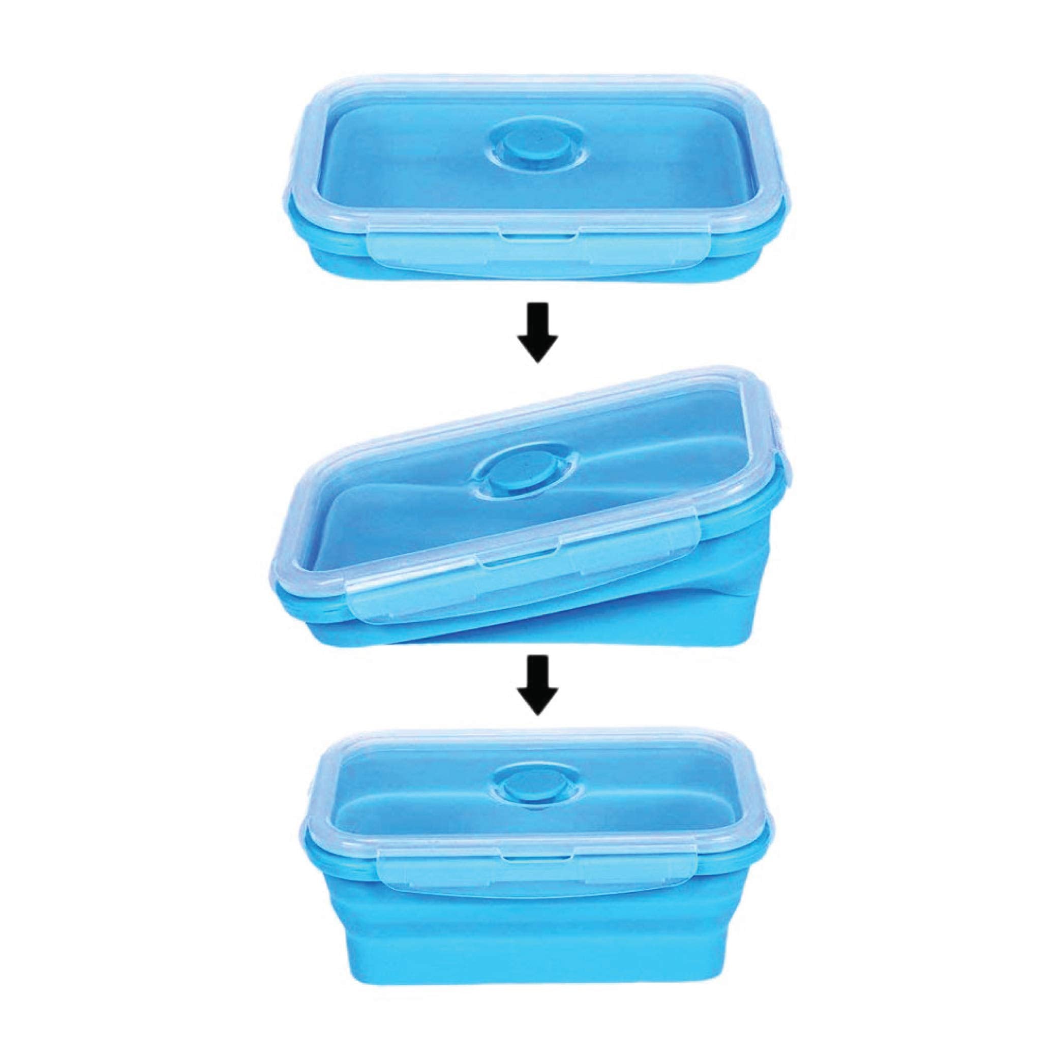 Collapsible Silicone Food Storage Containers W/Bpa Free Airtight Plastic Lids-Set Of 4 Small And Large Meal Cereal Prep Containe