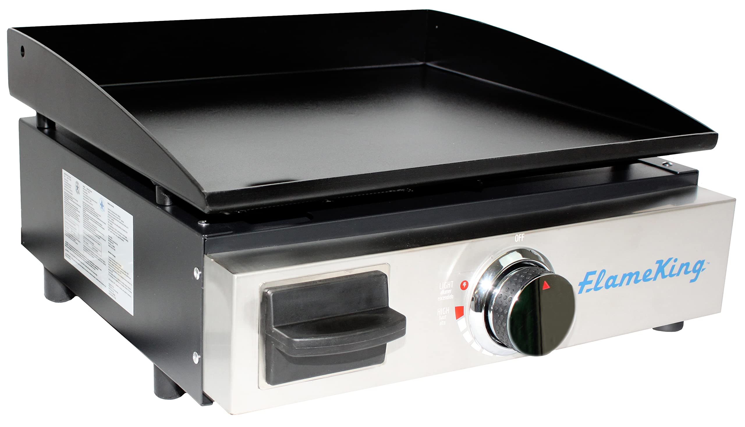 Flame King 17-inch Flat Top Griddle for BBQ Grill w/Regulator, Propane Gas Griddle for RV Pullout Kitchen