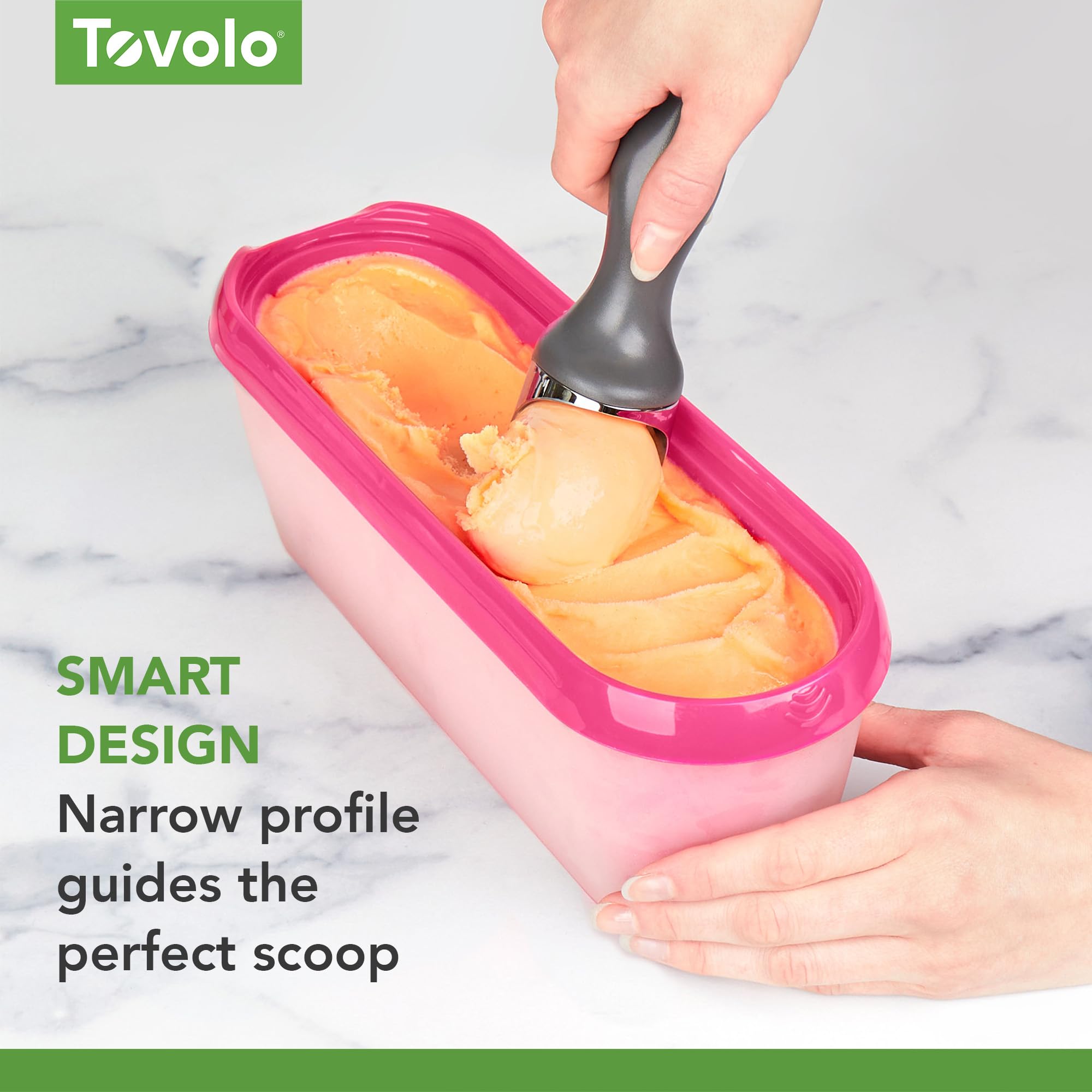 Tovolo Ice Cream Containers For Homemade Ice Cream, Glide-A-Scoop (1.5 Qt, Raspberry Tart) - Stackable Ice Cream Storage Contain