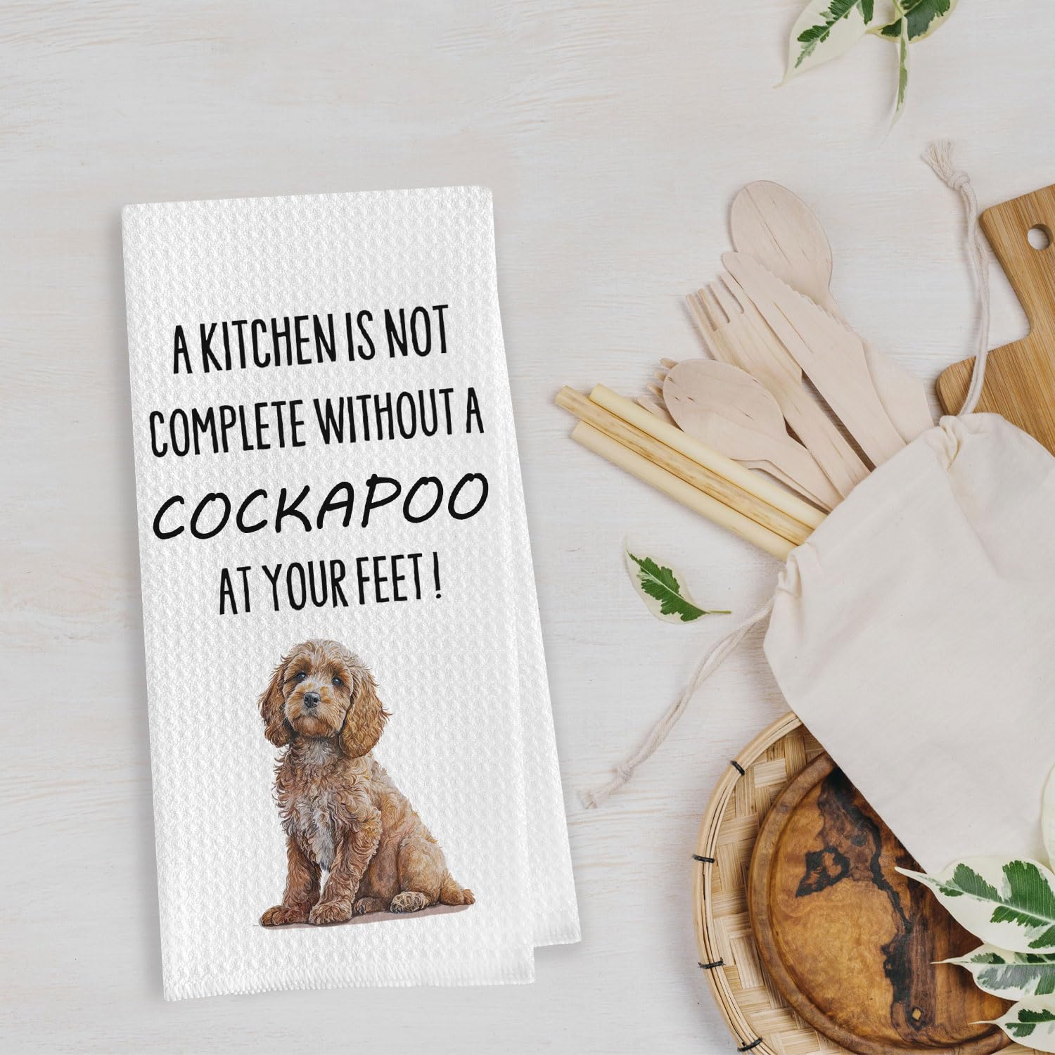Geqtt Funny Cockapoo Dish Towels - 16x24 Inch, 100% Microfiber, Waffle Weave, Absorbent, Quick Drying, Casual, Cockapoo Color, K