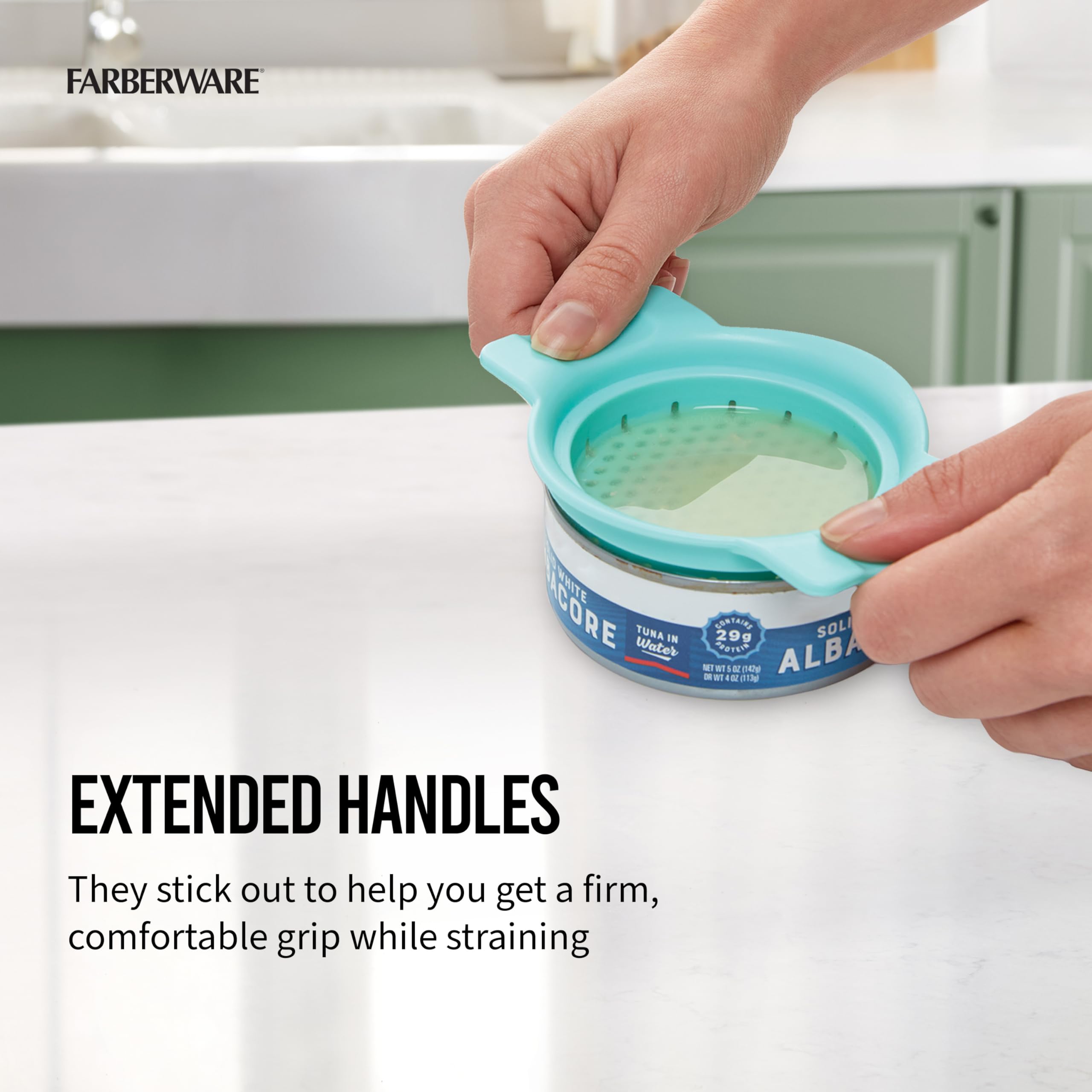 Farberware Can Colander Strainer, For Quick And Easy Straining Of Pasta, Fruits, Vegetables, Juices, Tuna And More, Fits Most St