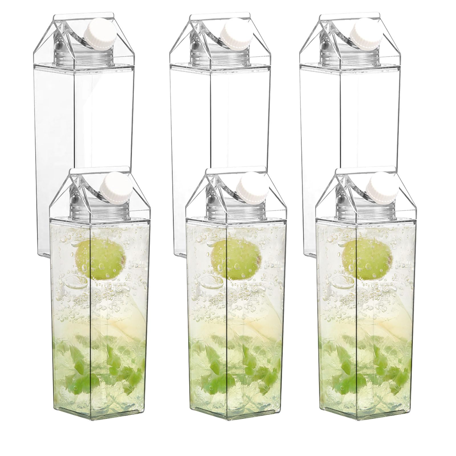Voittozege 34oz Water Bottle Large Plastic Clear Drinking Bottles 6 Pack