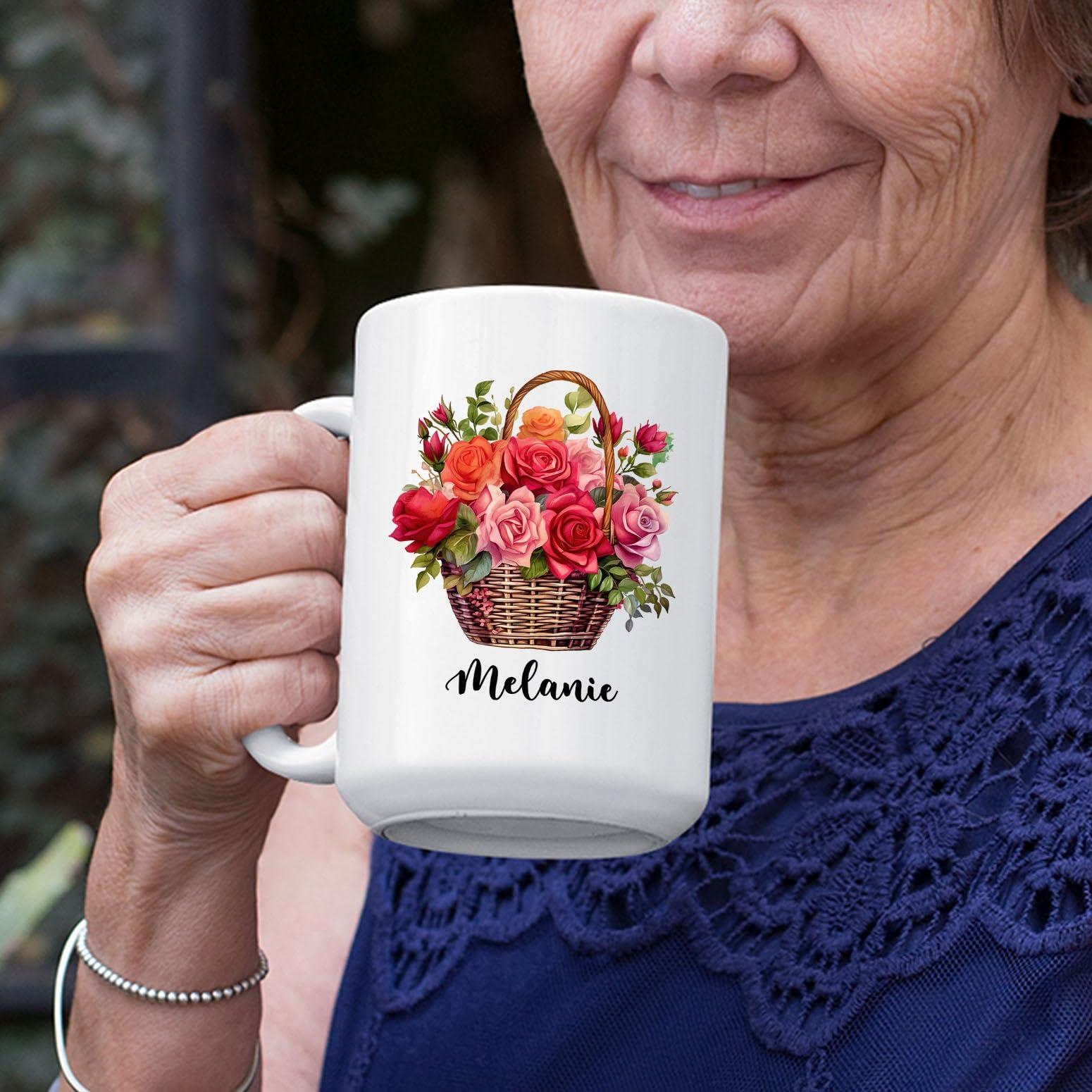Custom Rose Gift, Customized Rose Coffee Mug Present, Roses Tea Cup, Personalized Flowers Ceramic Cup with Name, Floral Lover Mu