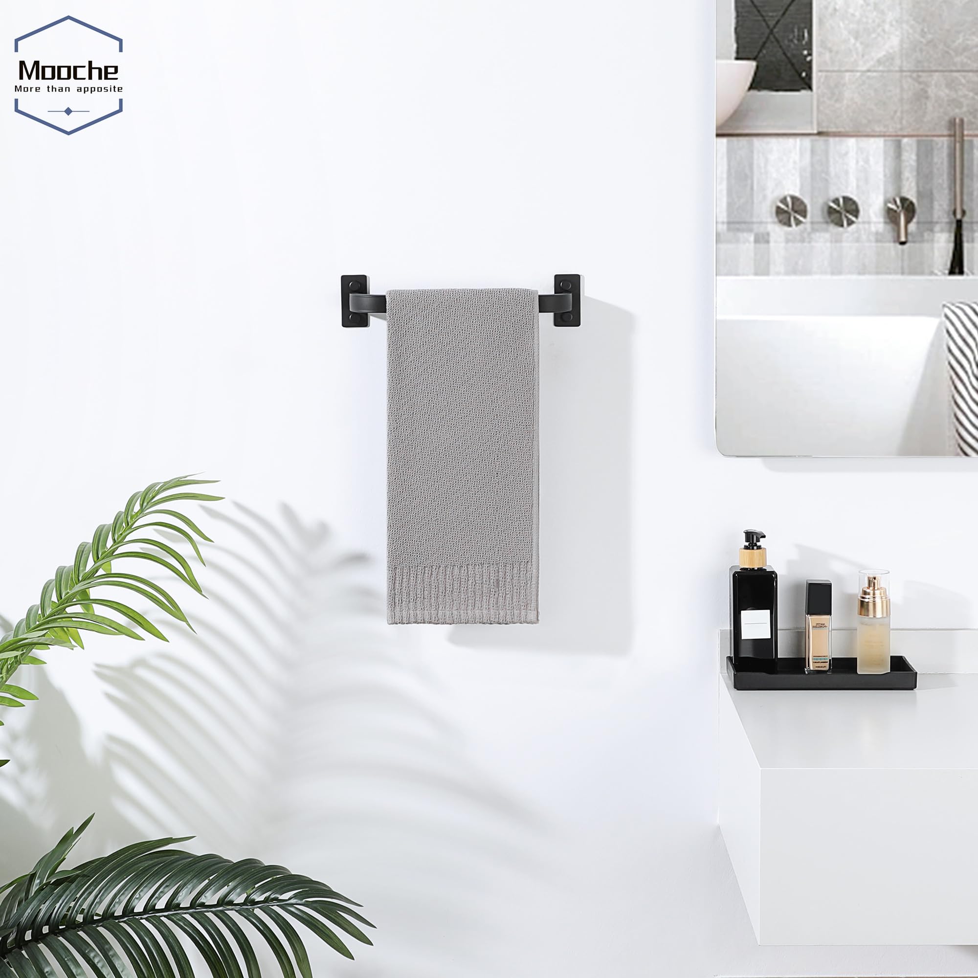 Mooche Towel Bar For Bathroom, 10 Inch Towel Rack Wall Mounted, Heavy Duty Hand Towel Holder Organizer Single Towel Rod Stainles
