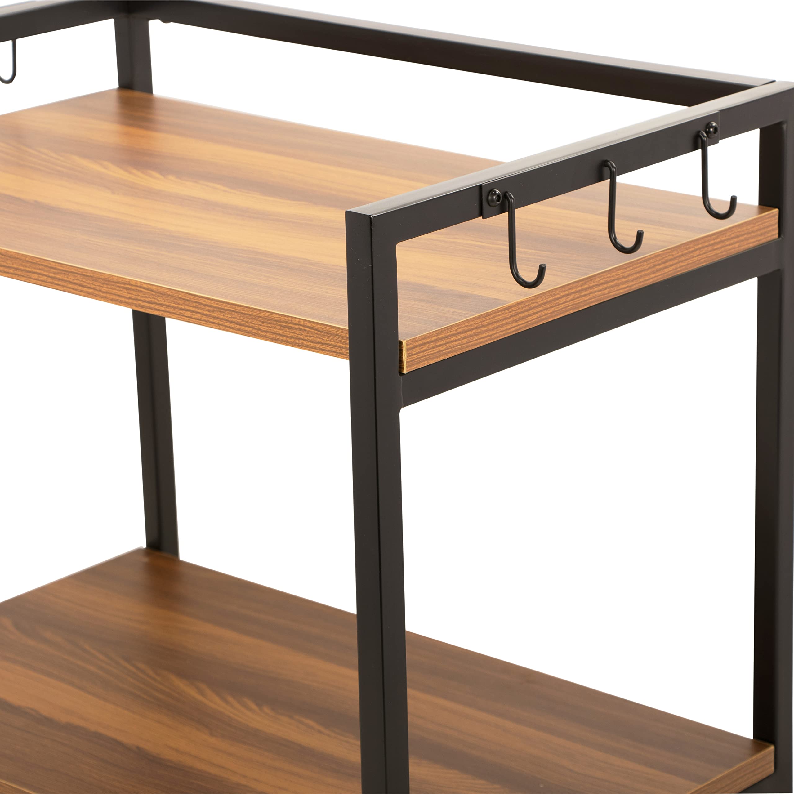 DECOWORLD || Microwave Stand || Metal Microwave Stand for Kitchen Counter|| Double Platform for Extra Storage (Black with Honey