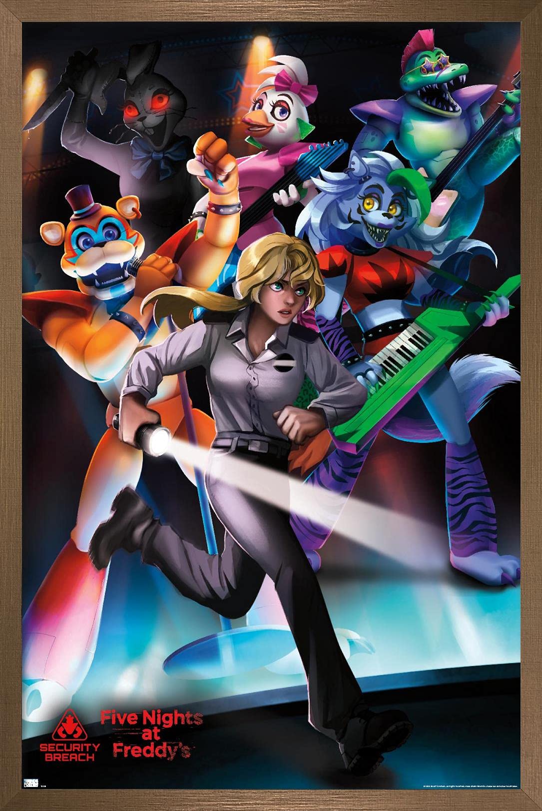 Trends International Five Nights At Freddy'S: Security Breach - Group Wall Poster, 14.725'' X 22.375'', Bronze Framed Version