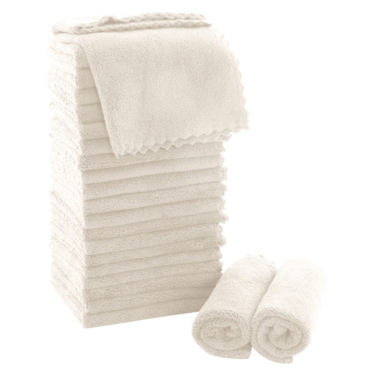 Moonqueen Ultra Soft Premium Washcloths Set - 12 X 12 Inches - 24 Pack - Quick Drying - Highly Absorbent Coral Velvet Bathroom W