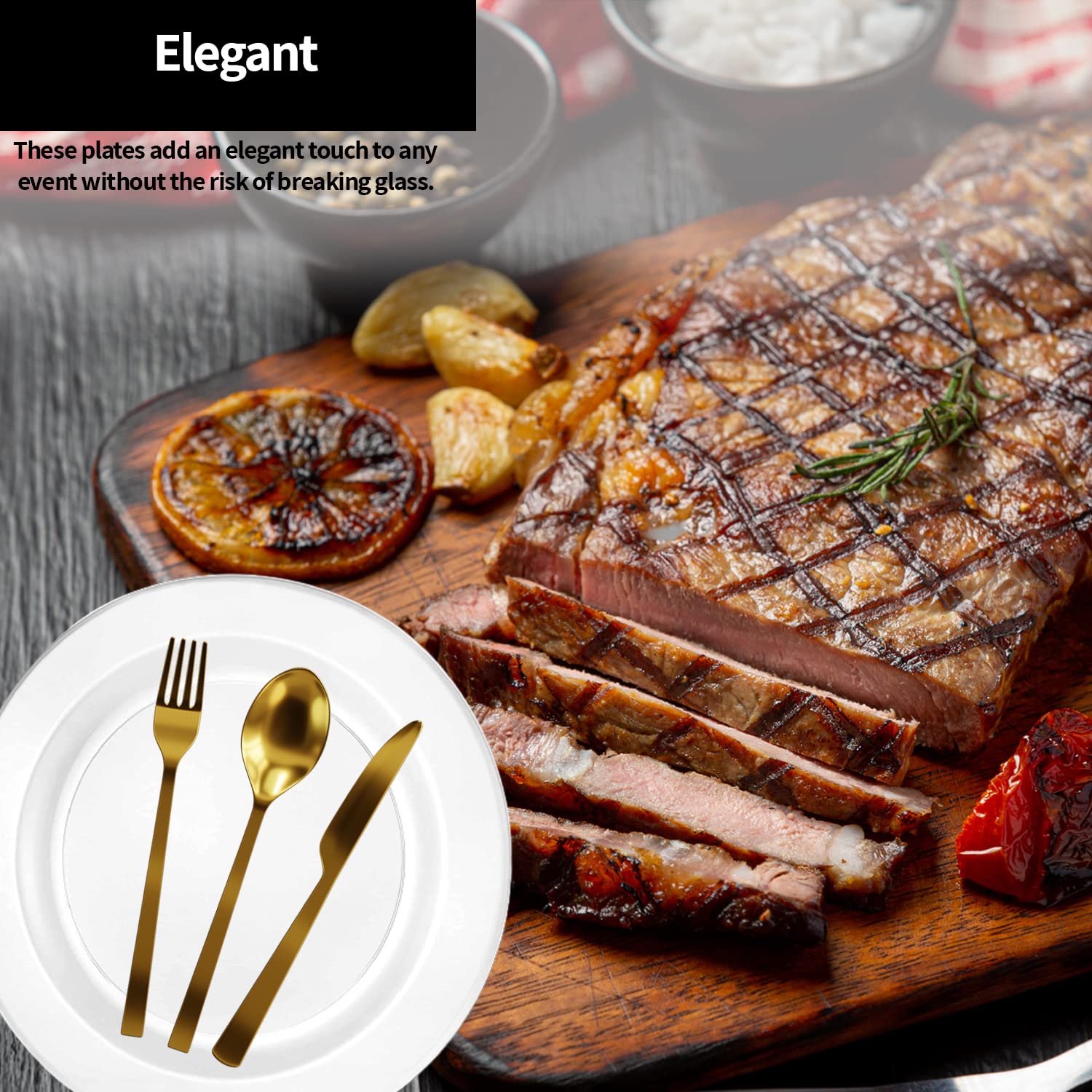 Premium Quality Heavyweight Plastic Plates China Like. Wedding And Party Dinnerware Plastic Plates 6.25 Inc Clear-Value Pack 40