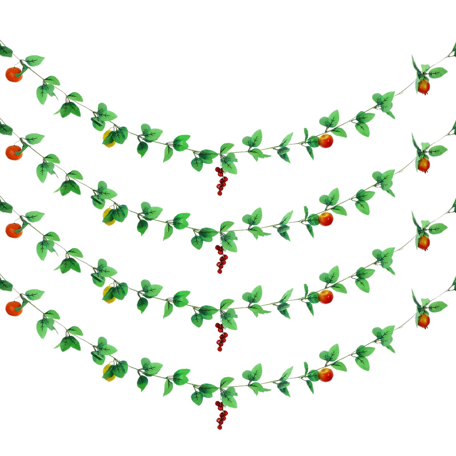 Glitinsel 4 Pcs Sukkah Decoration Fruits Hanging Banner for Sukkot - Etrog Apple Fruits Decorations for Jewish Holiday Celebrati