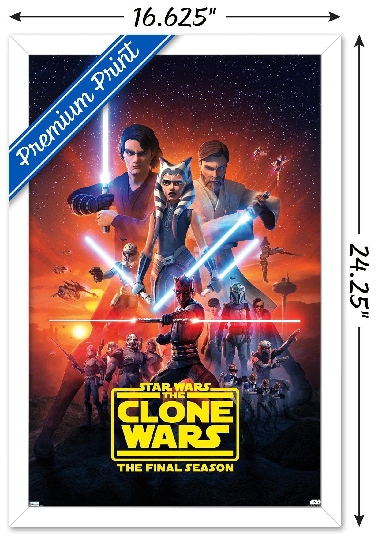 Trends International Star Wars: The Clone Wars - Season 7 Key Art Wall Poster, 14.725'' X 22.375'', White Framed Version