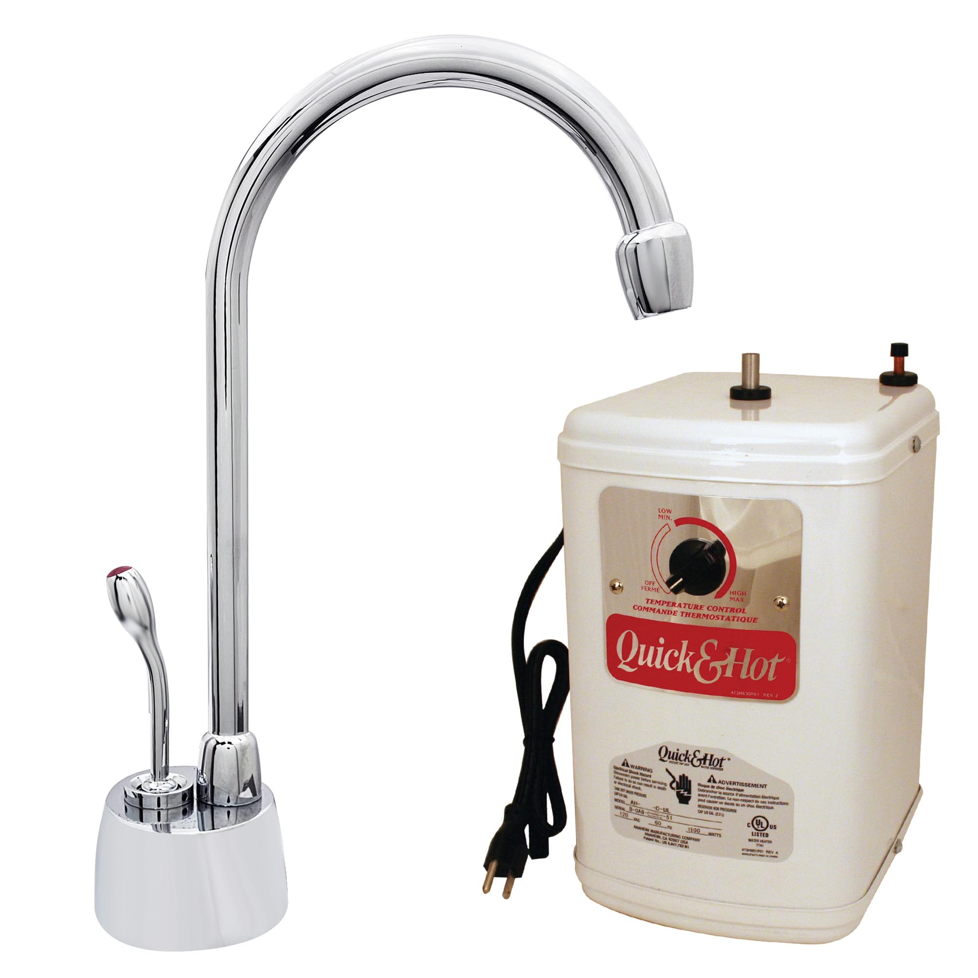 Westbrass D271H-26 Velosah 9 1-Handle Hot Water Dispenser Faucet with Thermostatic Hot Water Tank, Polished Chrome