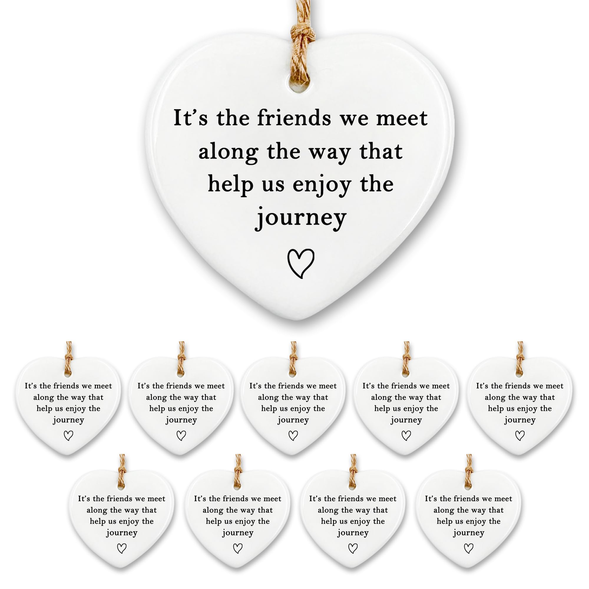 Friendship Gifts for Women Men - 10 Pcs for Women Men Keepsake, Birthday Gifts for Friends Female Male Ceramic Ornament Set