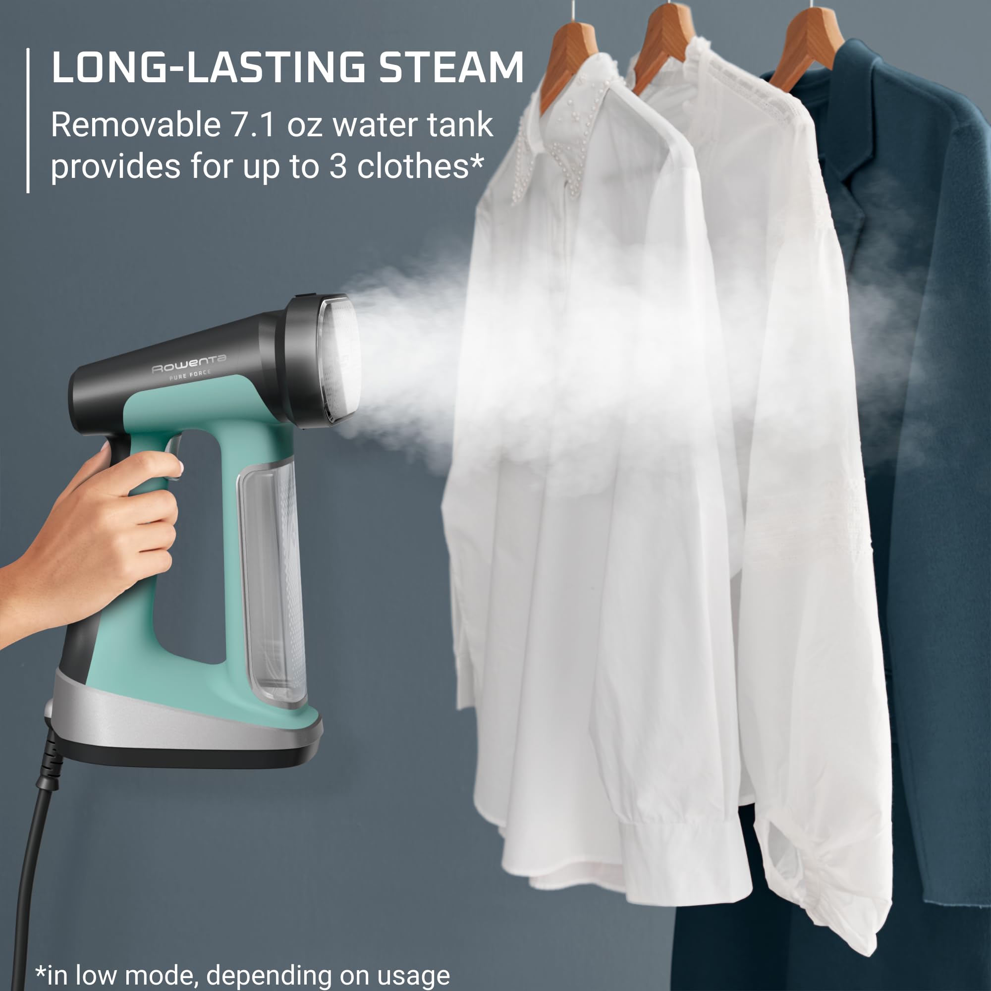 Rowenta, Steamer For Clothes, Pure Force 2In1 Steamer & Iron, 7.1 Oz Tank Capacity, Vertical Steaming, Horizontal Ironing, Light