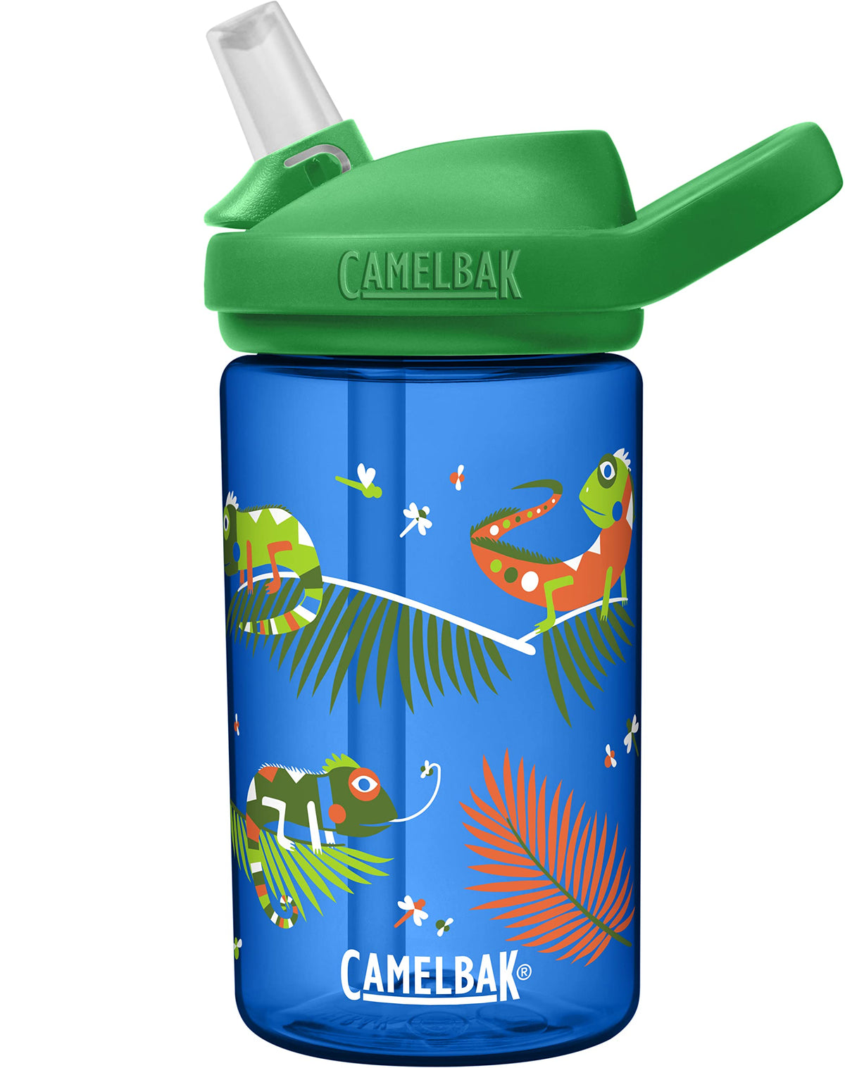 Camelbak Eddy+ 14Oz Kids Water Bottle With Tritan Renew - Straw Top, Leak-Proof When Closed, Iguanas