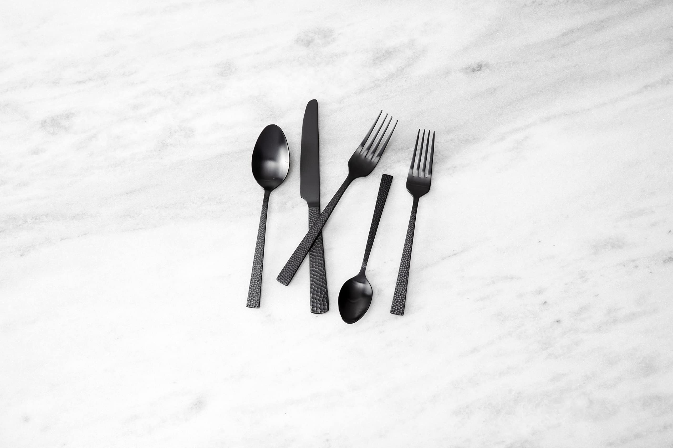 Fortessa Nomad Stainless Steel Flatware, Brushed Matte Black, 20 Piece Place Setting, Service For 4
