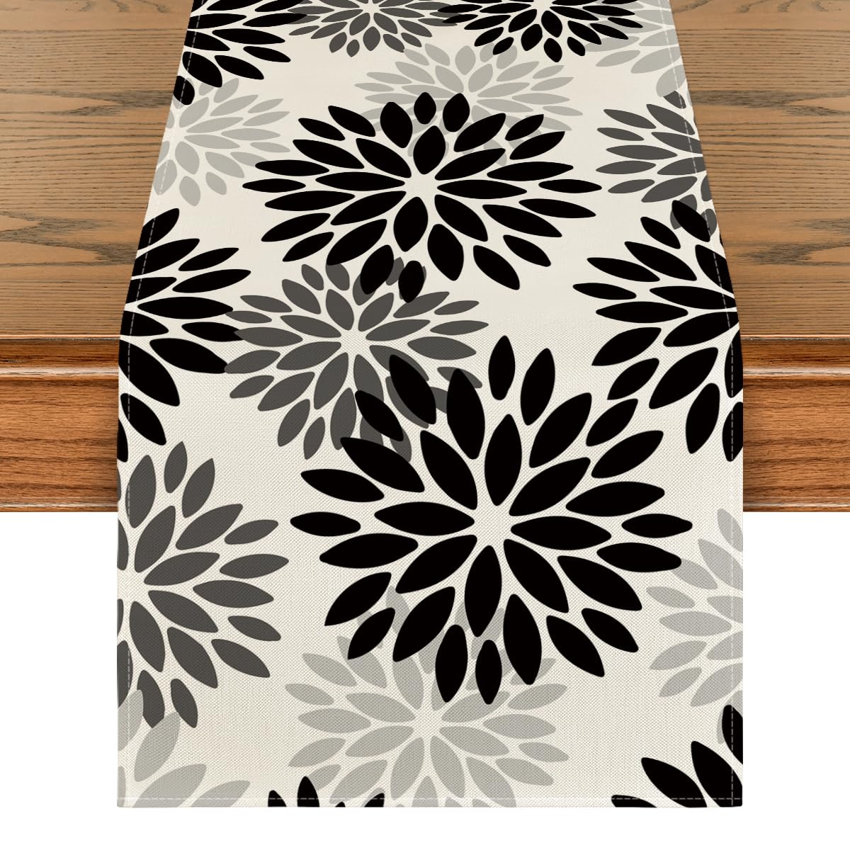 Artoid Mode Black Dahlia Floral Pinnata Halloween Table Runner, Fall Autumn Kitchen Dining Table Decoration For Home Party Decor