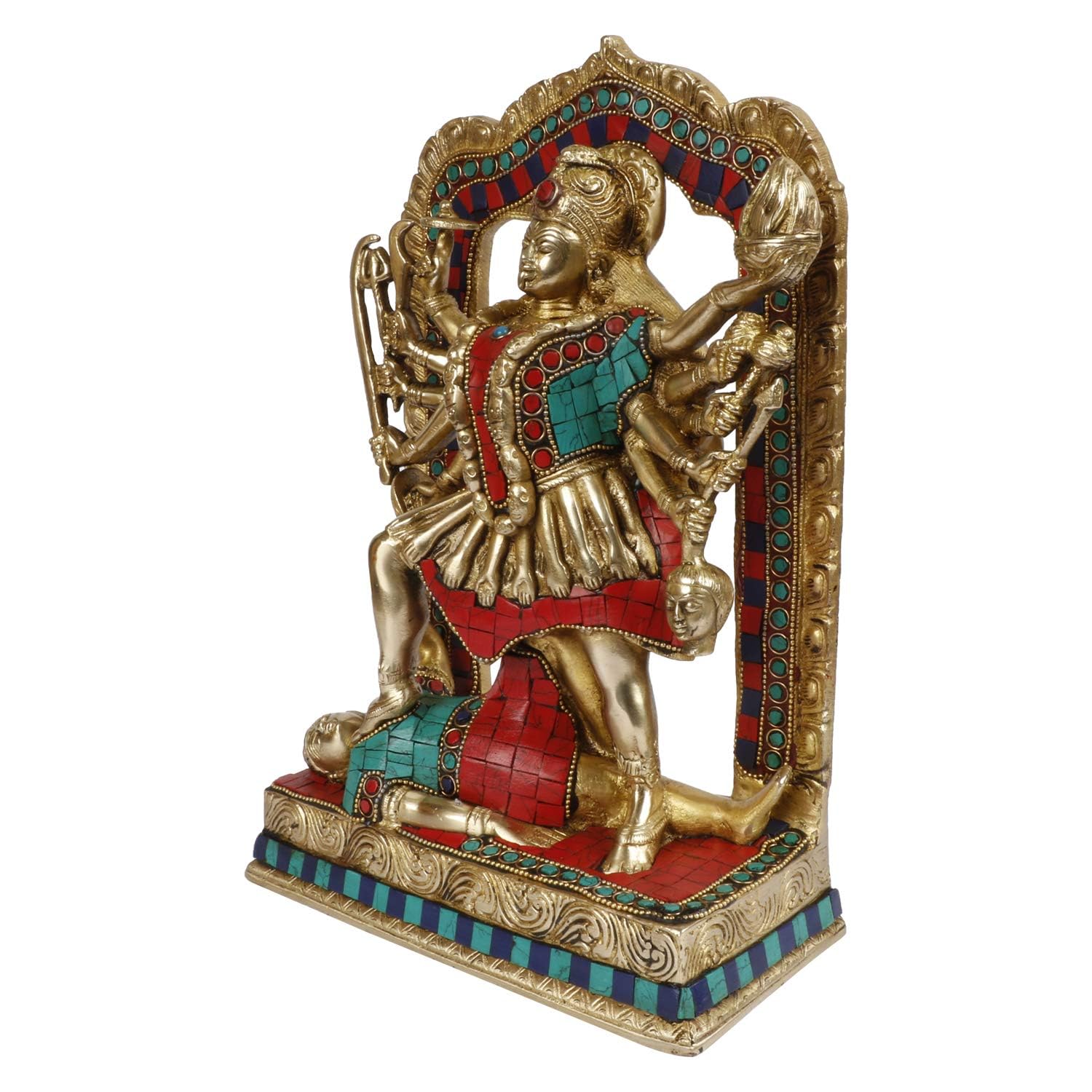 Kartique Brass Maa Kali Statue | Adi Shakti Ma Goddess Murti Idol Aadya Chamunda Kamakshi Gold Brown Color Height 11 inches Weig