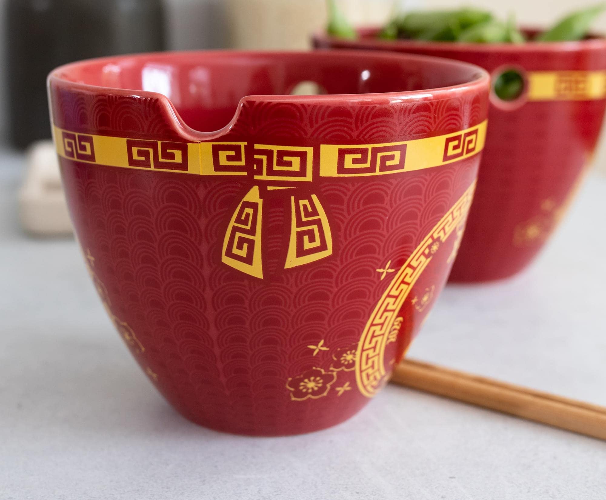 Boom Trendz Year Of The Ox Chinese Zodiac Ceramic Dinnerware Set | Includes 16-Ounce Ramen Noodle Bowl And Wooden Chopsticks Asi