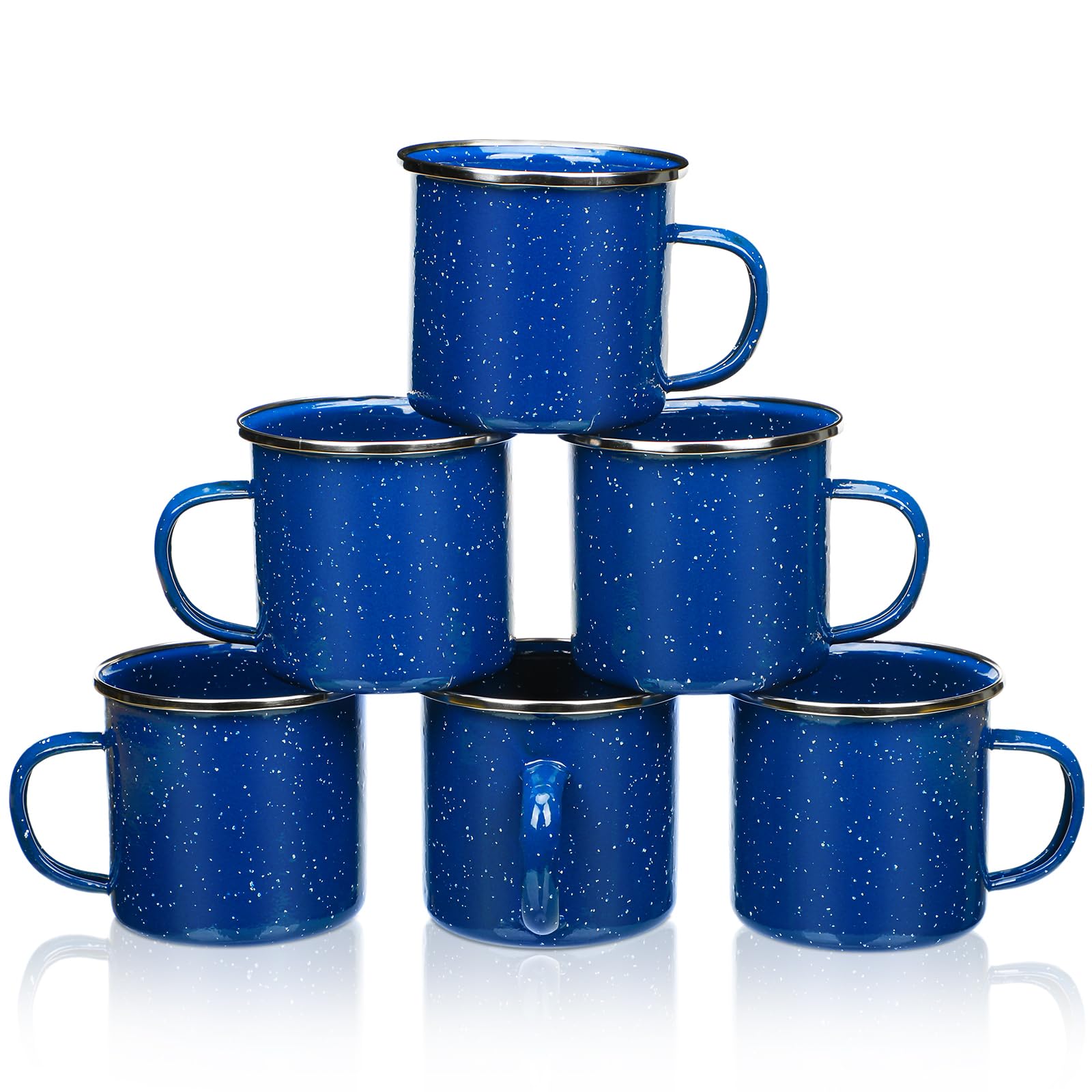 Dandat 6 Pcs Enamel Camping Mugs Small Coffee Mugs Tea Cups Portable Vintage Campfire Camping Cups Bulk with Handle for Coffee T