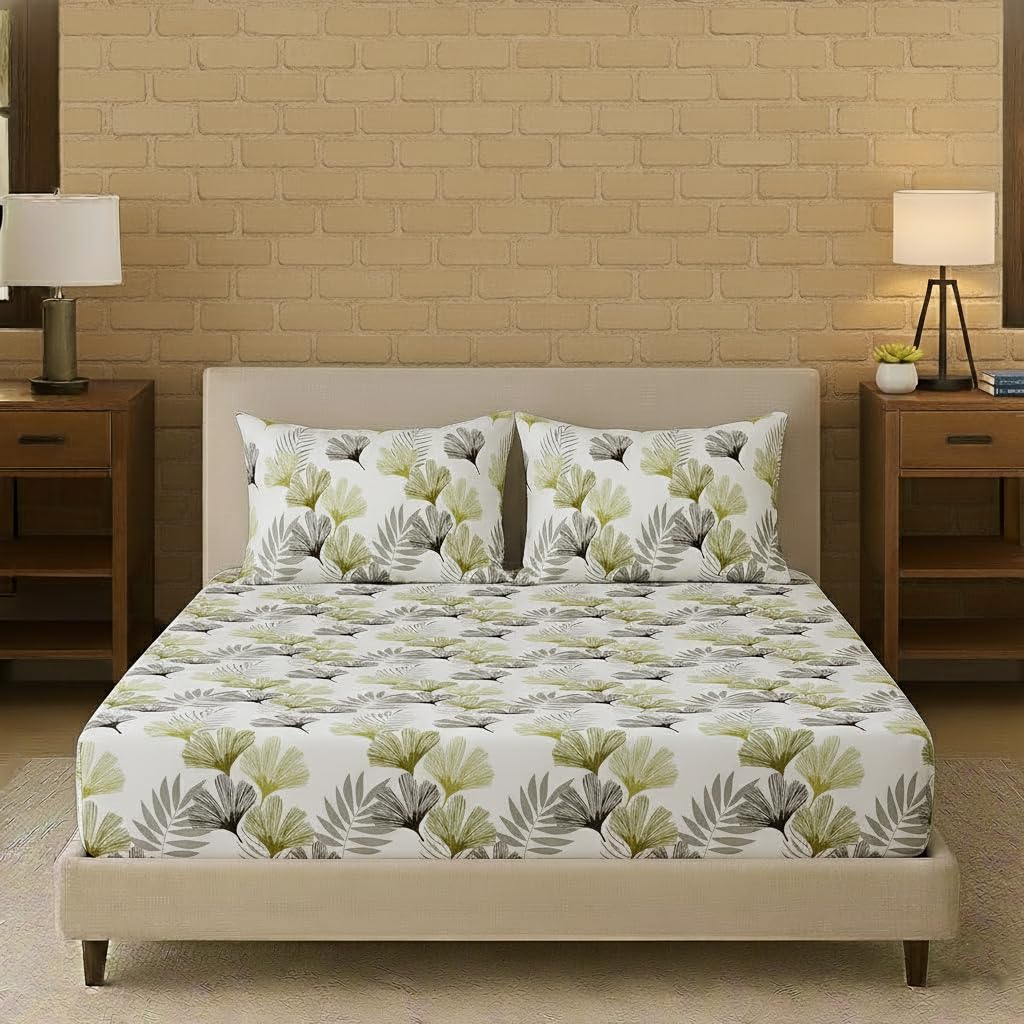 Trance Home Linen 100% Cotton 180 Tc 75X48 Twin Bed Size Elastic Fitted Bedsheet | Printed Twin Size Bed Elasticated Fitted Be