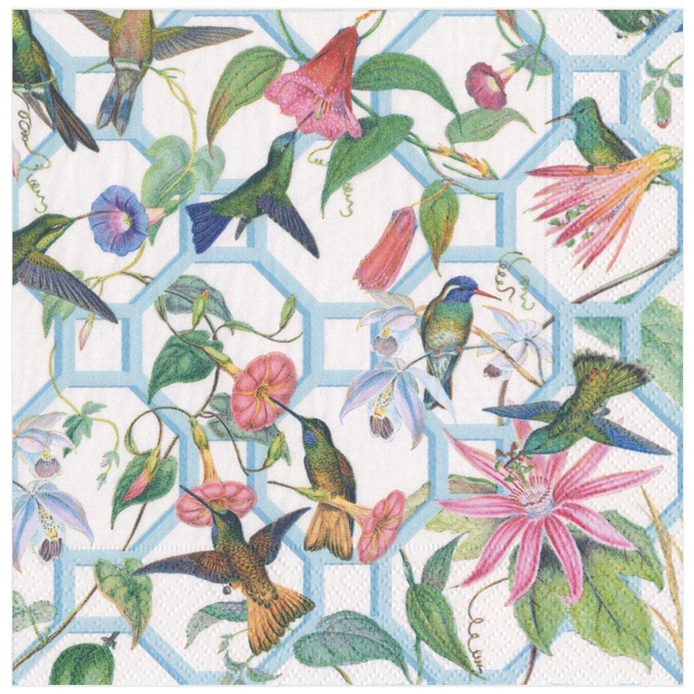 Caspari Hummingbird Trellis Paper Dinner Napkins - 20 Per Package