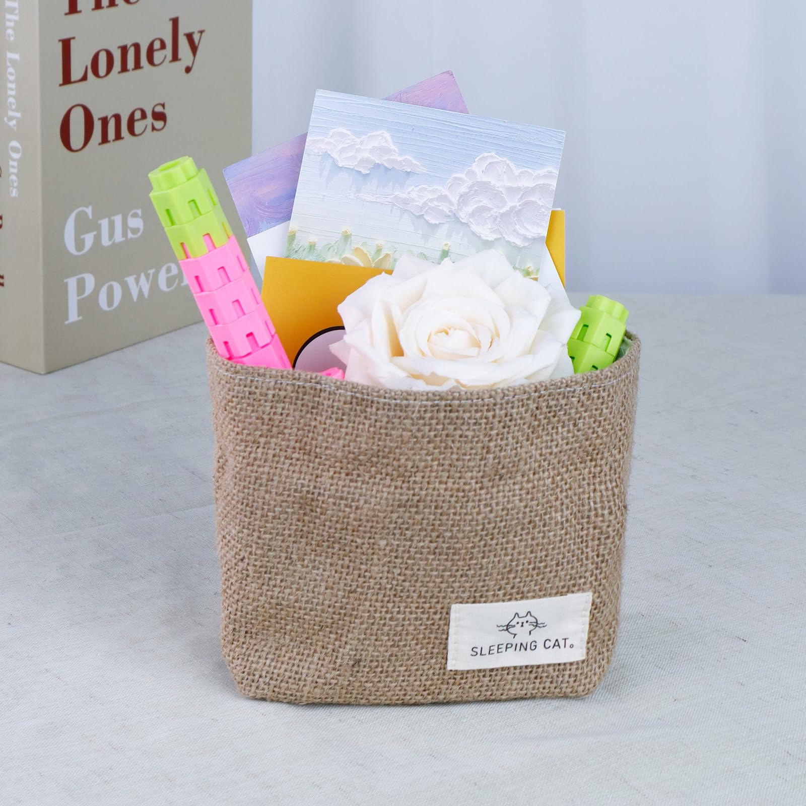 Small Cotton And Linen Hanging Storage Basket For Desktop, Ideal For Organizing Keys And Miscellaneous Items. (3)