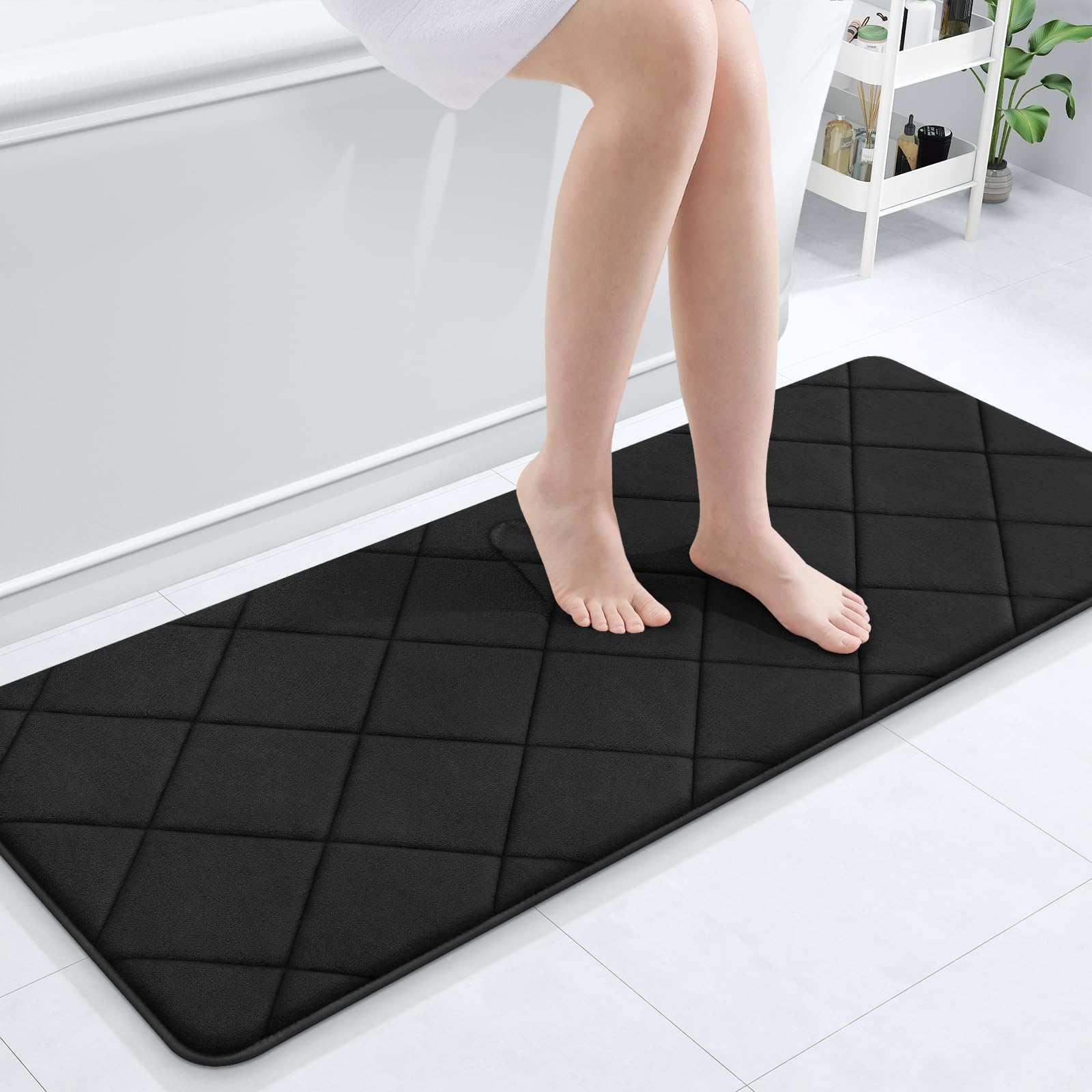 Olanly Memory Foam Bath Mat 47X20, Ultra Soft And Absorbent Bathroom Mat, Machine Washable Bathroom Rugs, Comfortable, Thick Bat