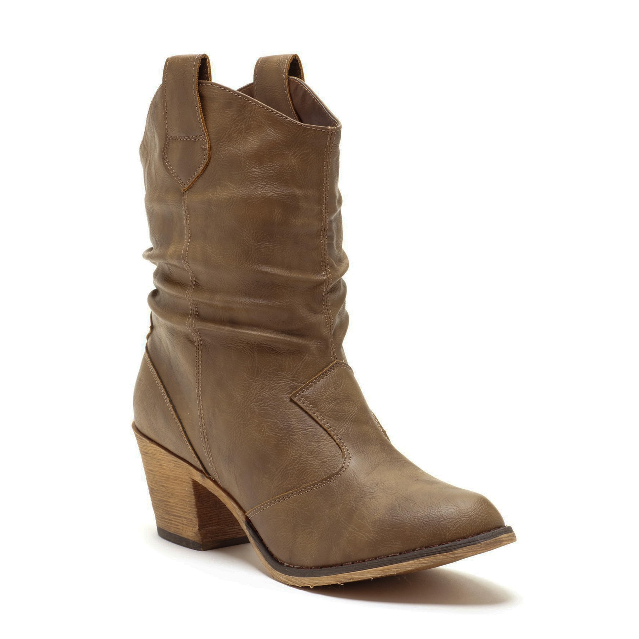 Charles Albert Womens Boot - Modern Western Cowboy Distressed Boot With Pull-Up Tabs (Mocha, 10)
