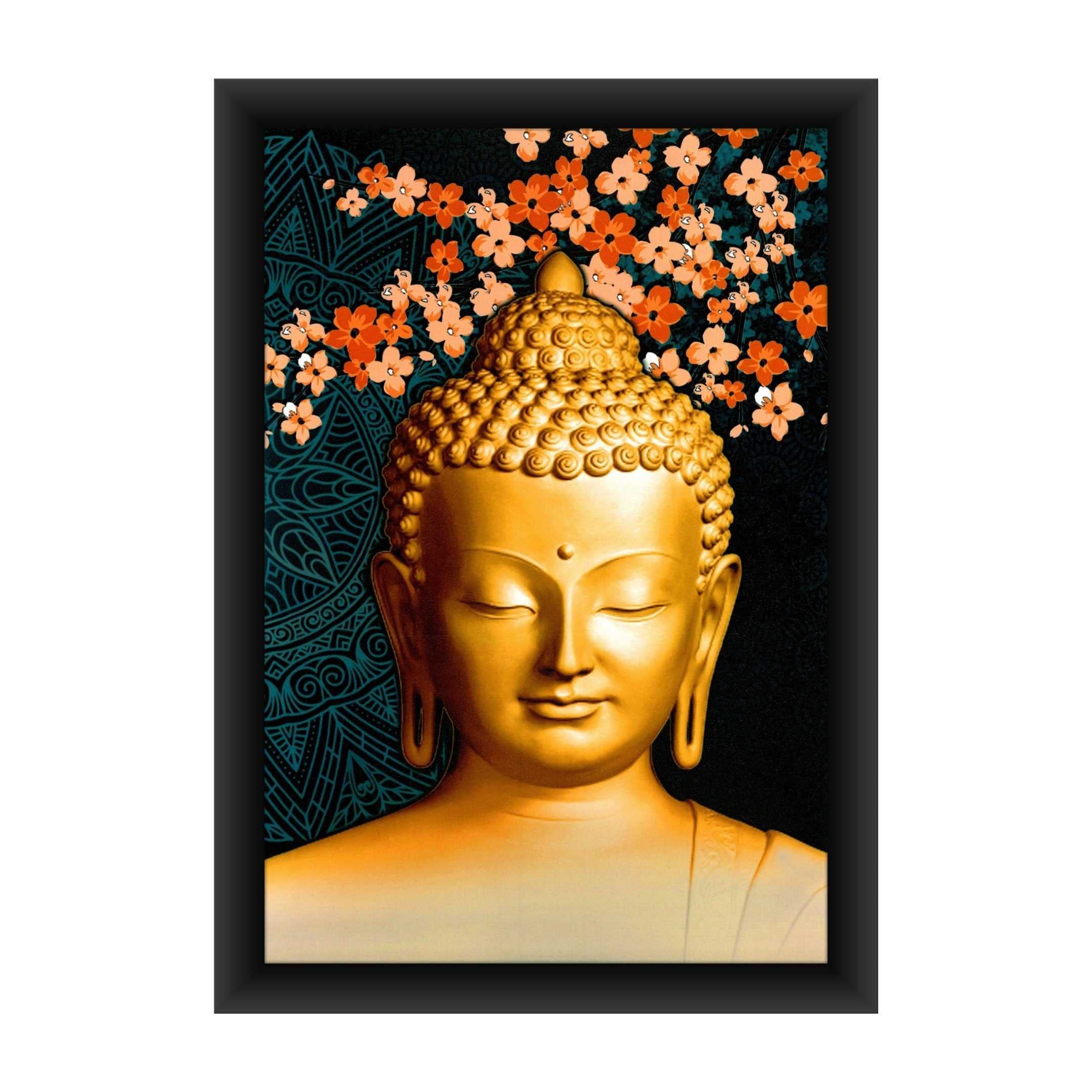 Poylaamo,Buddha Framed Wall Painting/Framed Art For Living Room, Home Decor, Bedroom, Office. (14 X 20 Inch) (Bu24)