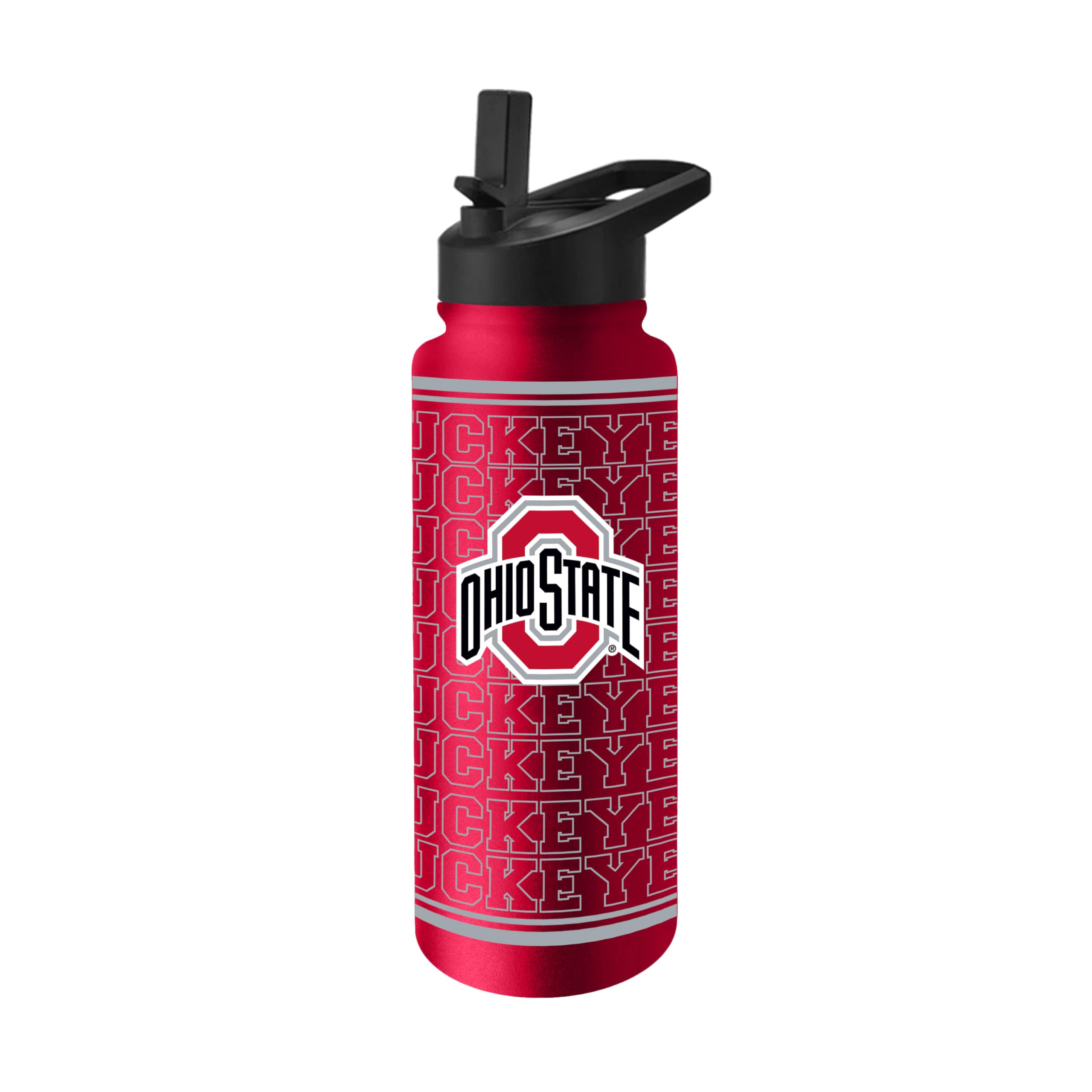 Logo Brands NCAA Ohio State Buckeyes 34 oz Travel Quencher Bottle  Team Color | Stainless Steel | Double Wall | Echo Design
