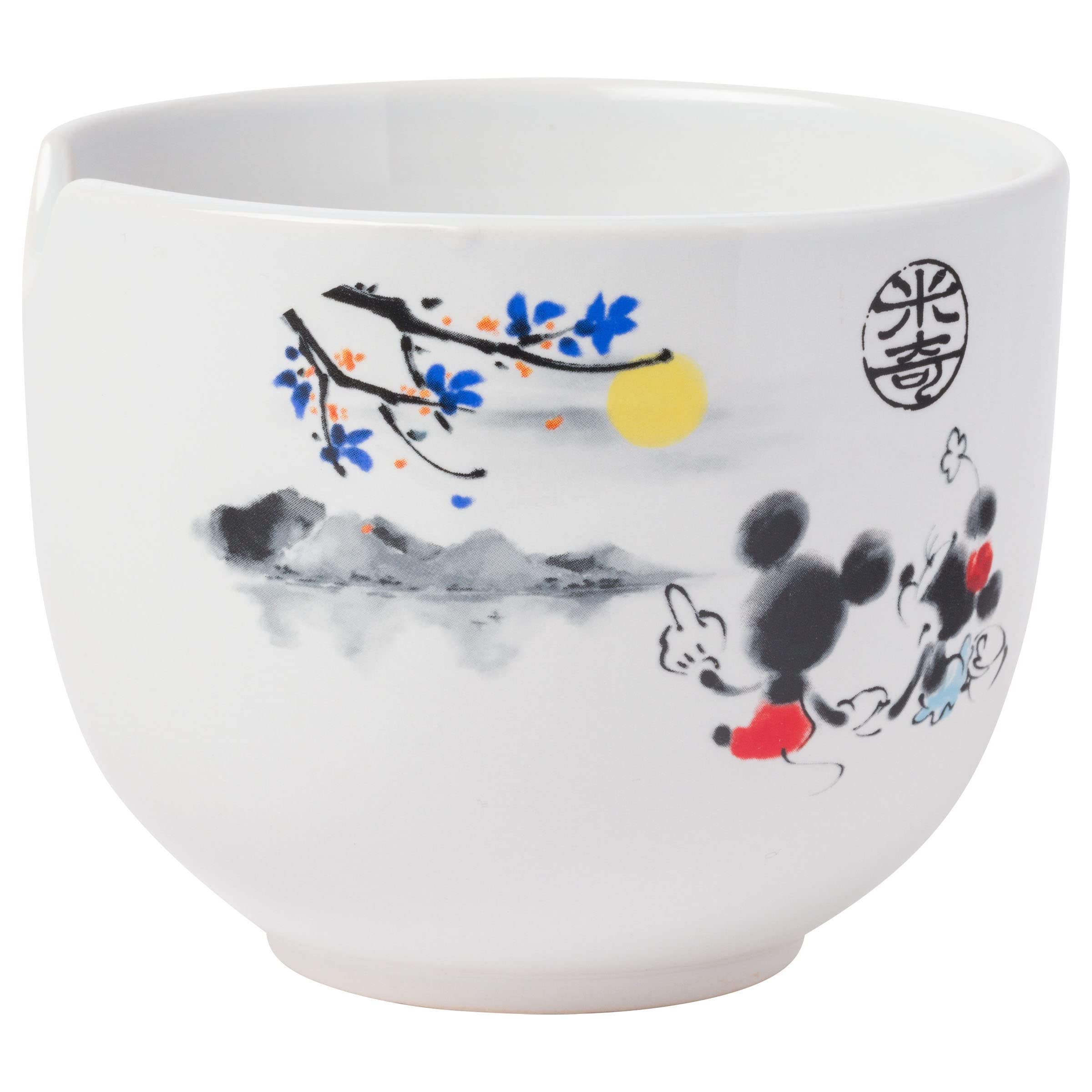 Silver Buffalo Disney Mickey and Minnie Watercolor Watching the Sunset Ceramic Ramen Noodle Rice Bowl with Chopsticks  Microwave Safe  20 Ounces